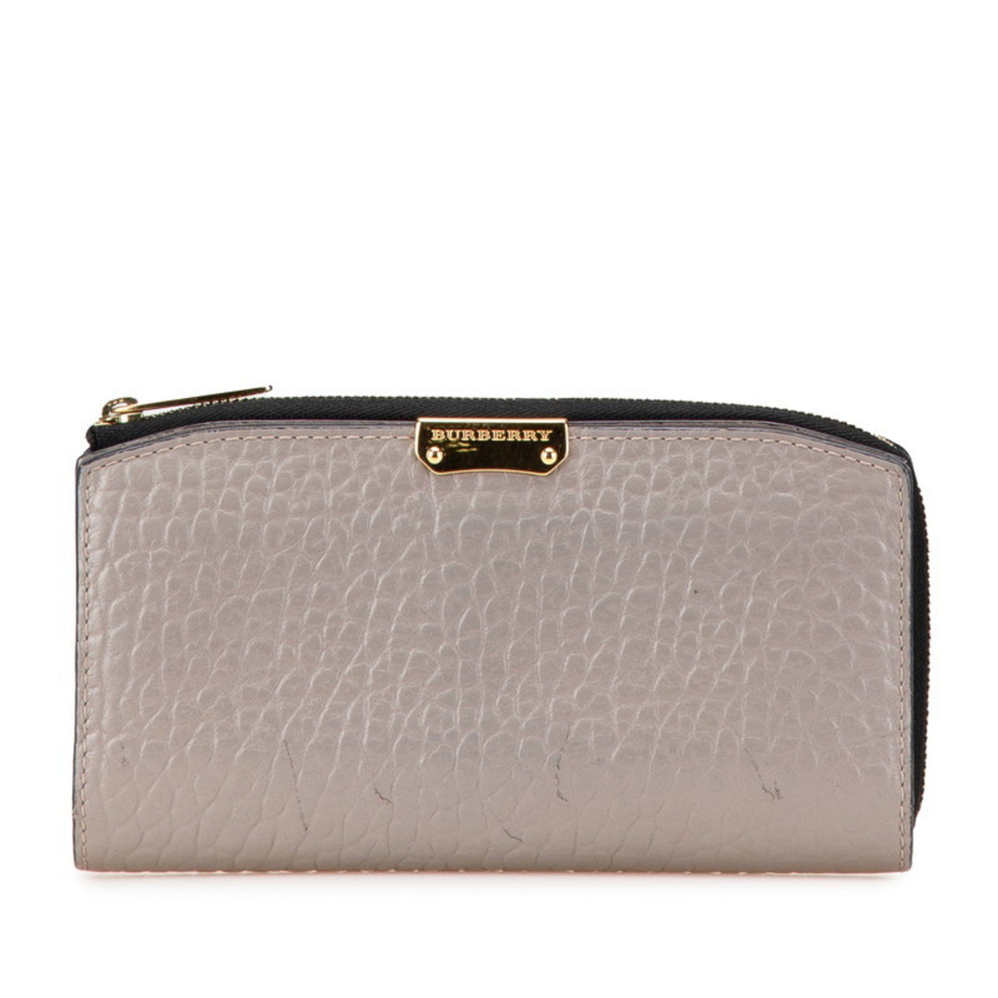 Burberry long wallet gray leather women's.