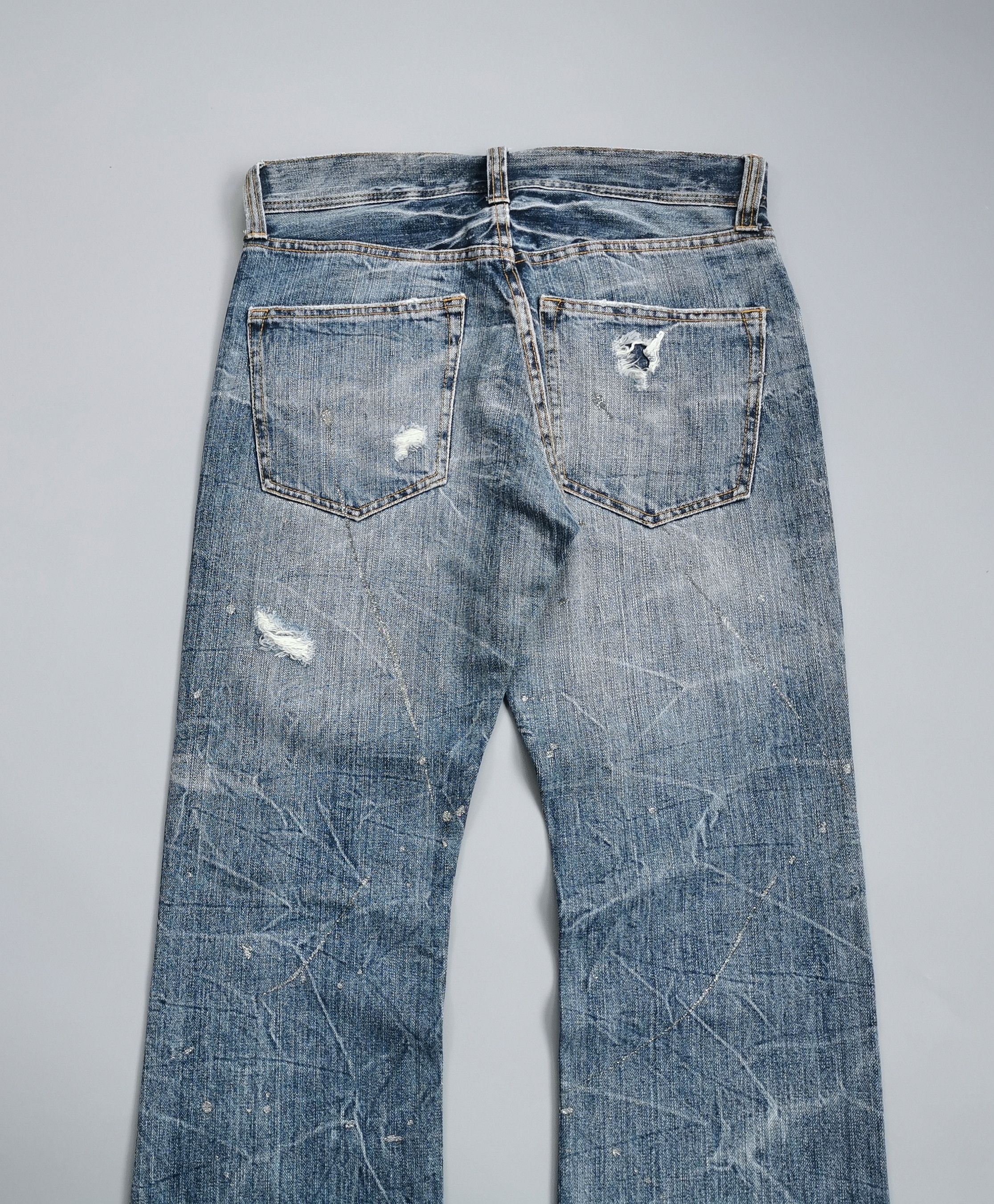 Kapital Distressed Light Wash Flared Denim Jeans Size US 32 / EU 48 - 6 Thumbnail