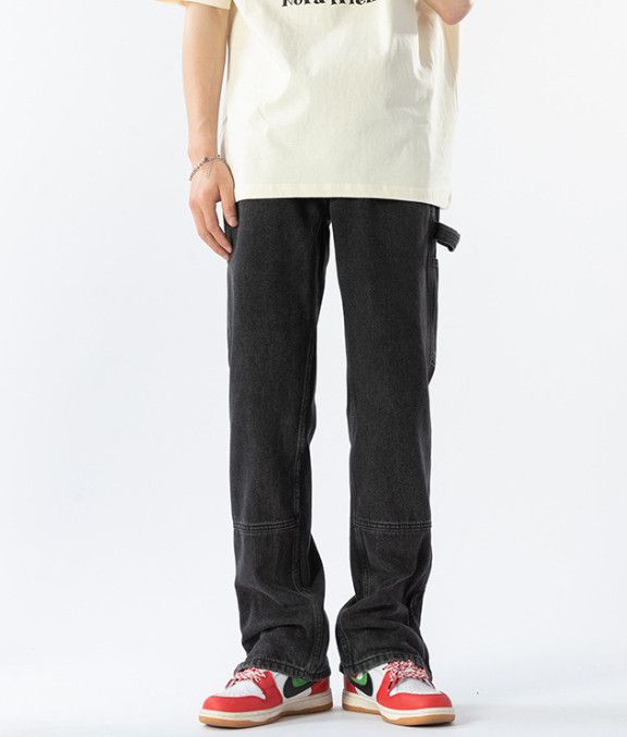 Japanese Brand Men's American Retro Loose Straight Leg Zipper Split Jeans Size US 32 / EU 48 - 2 Thumbnail