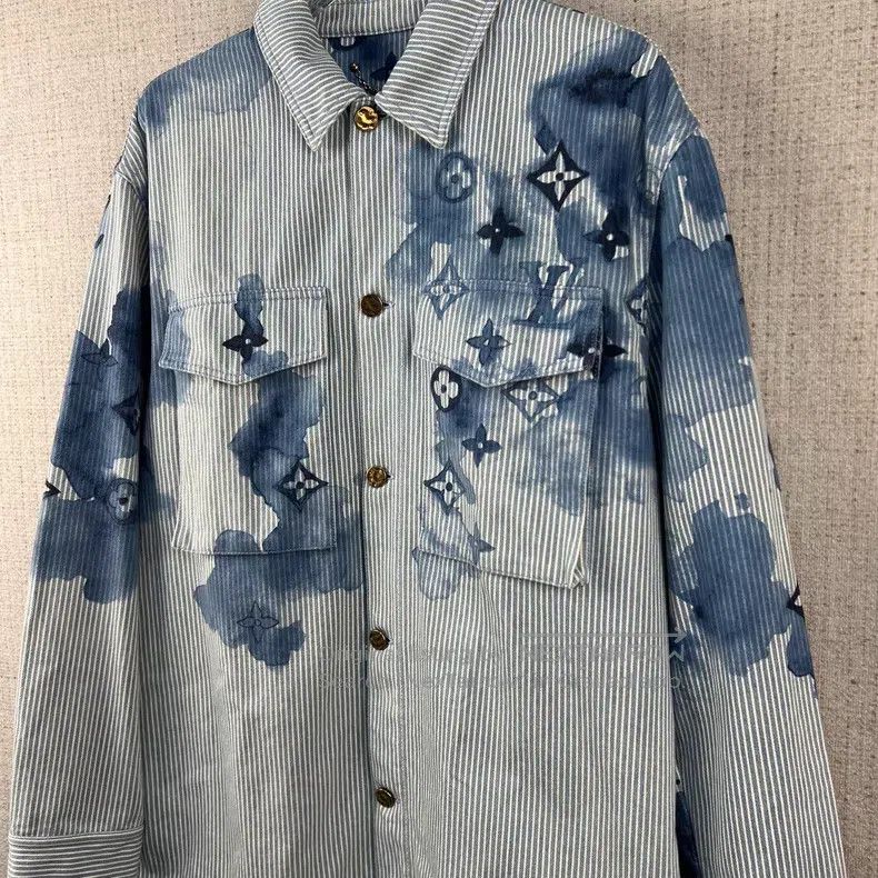 Louis Vuitton Louis Vuitton Striped Ink Logo Printed Denim Jacket Size US L / EU 52-54 / 3 - 3 Thumbnail