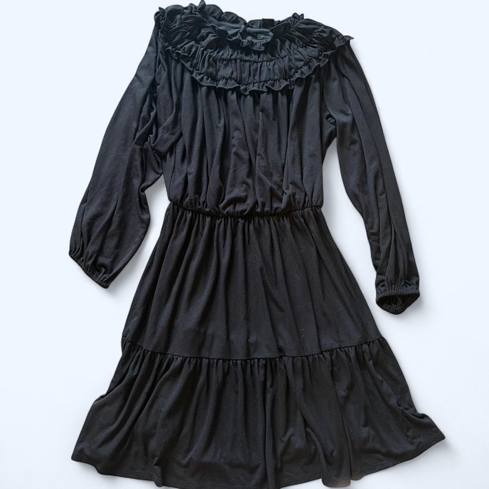 Ann Taylor Ann Taylor Black Ruffle Maxi Dress - Size S Size S / US 4 / IT 40 - 1 Thumbnail