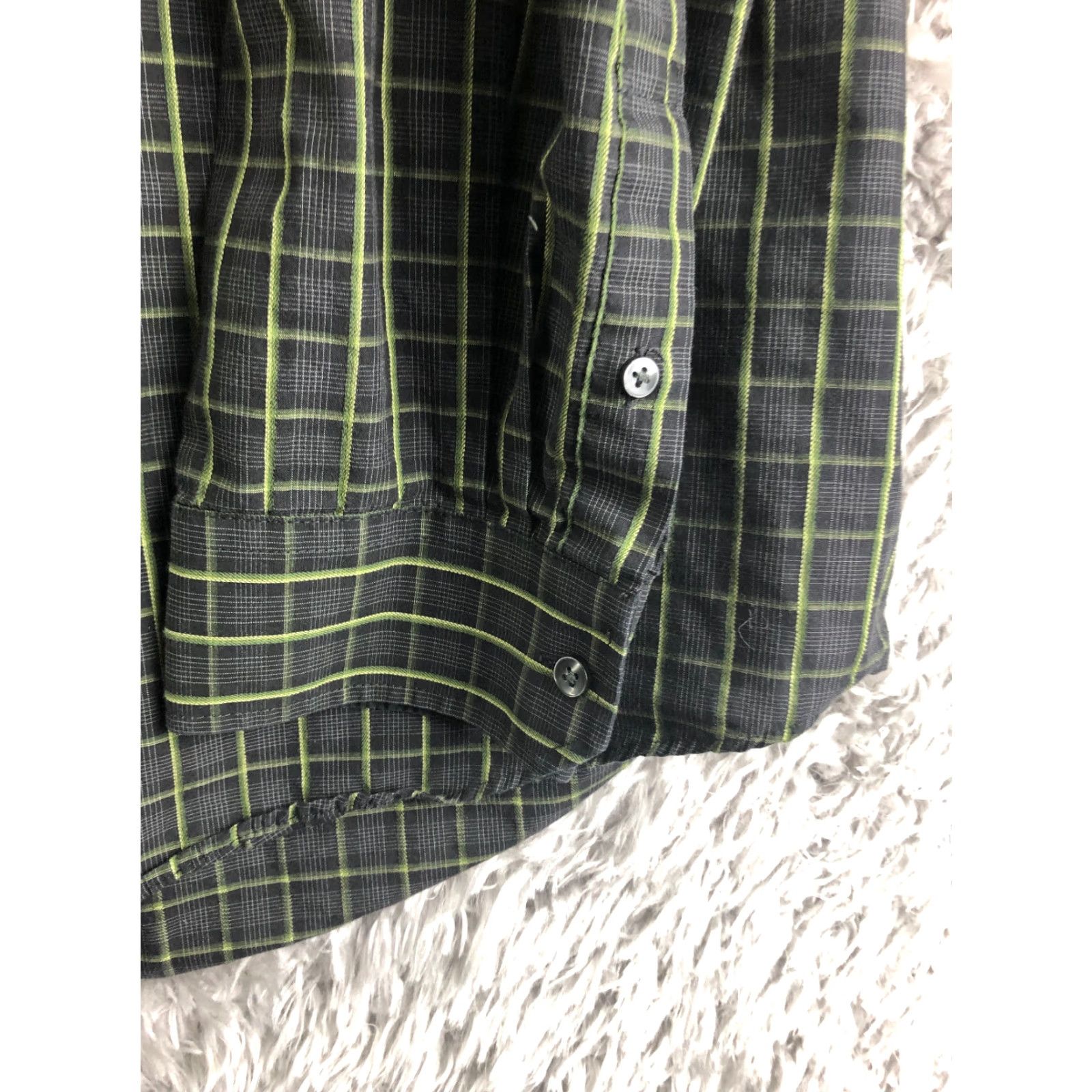 Van Heusen Van Heusen Mens XL Black Plaid Long Sleeve Button-Up Spread Collar Shirt Size US XL / EU 56 / 4 - 3 Thumbnail