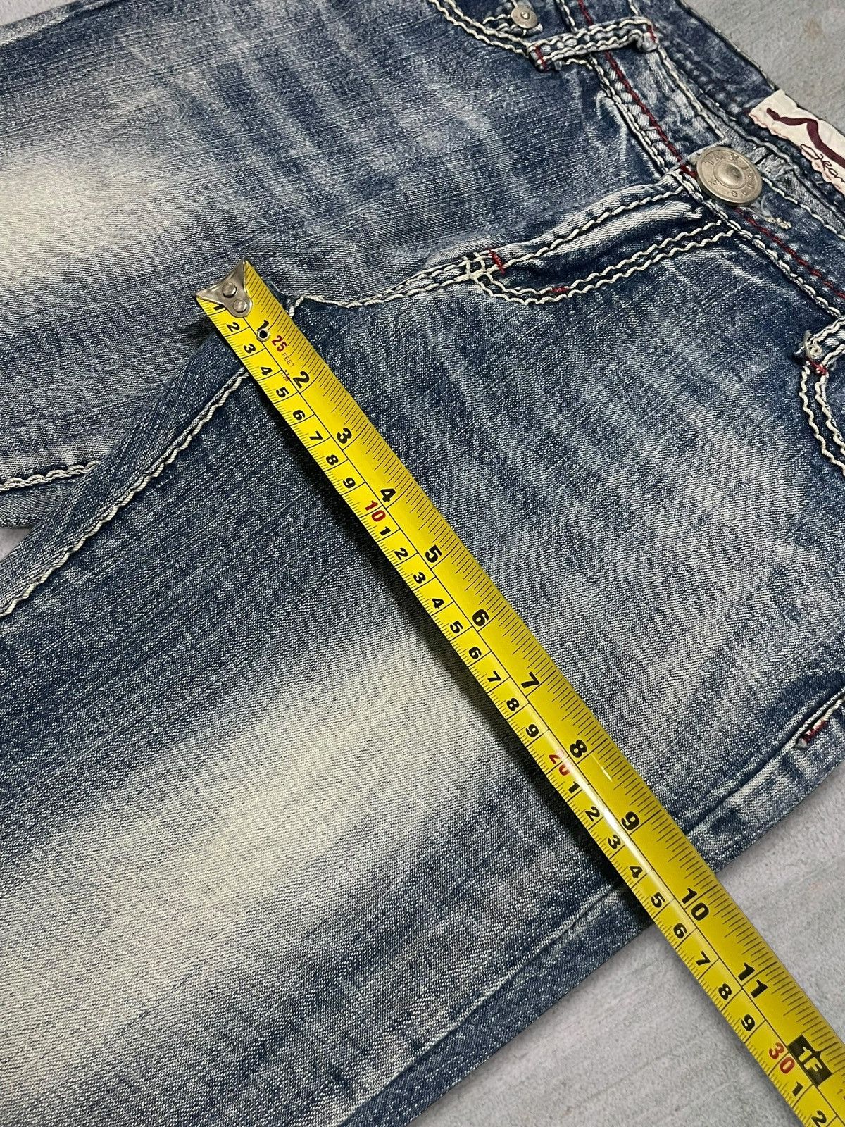 Japanese Brand Vintage Y2K Womenswear Bold Stitch Blue Wash Bootcut Jeans Size 29" - 12 Thumbnail