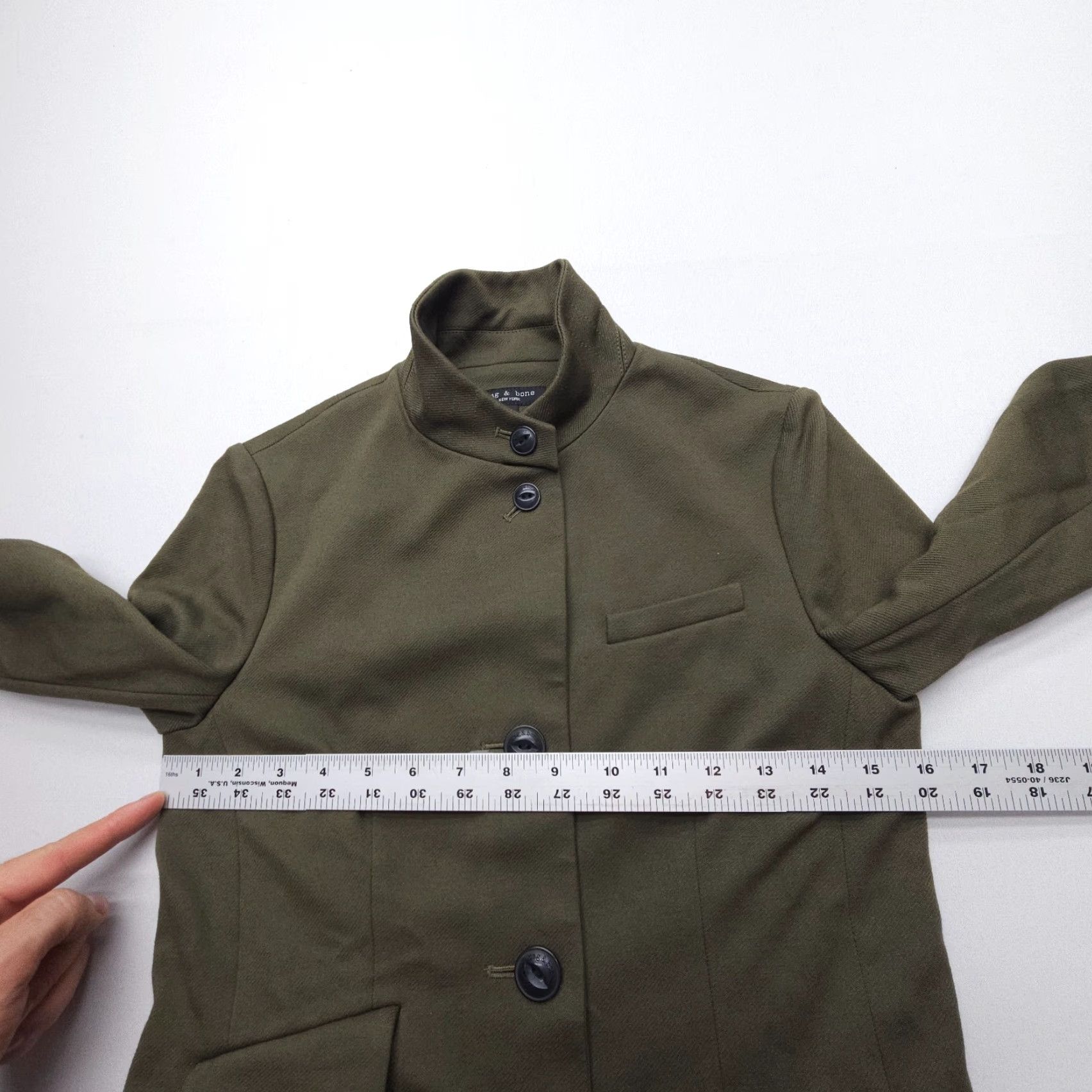 Rag & Bone VINTAGE Rag & Bone Slade Blazer Army Green Size 2 Knit Stretch Viscose Wool Military EUC Size XS / US 0-2 / IT 36-38 - 7 Thumbnail