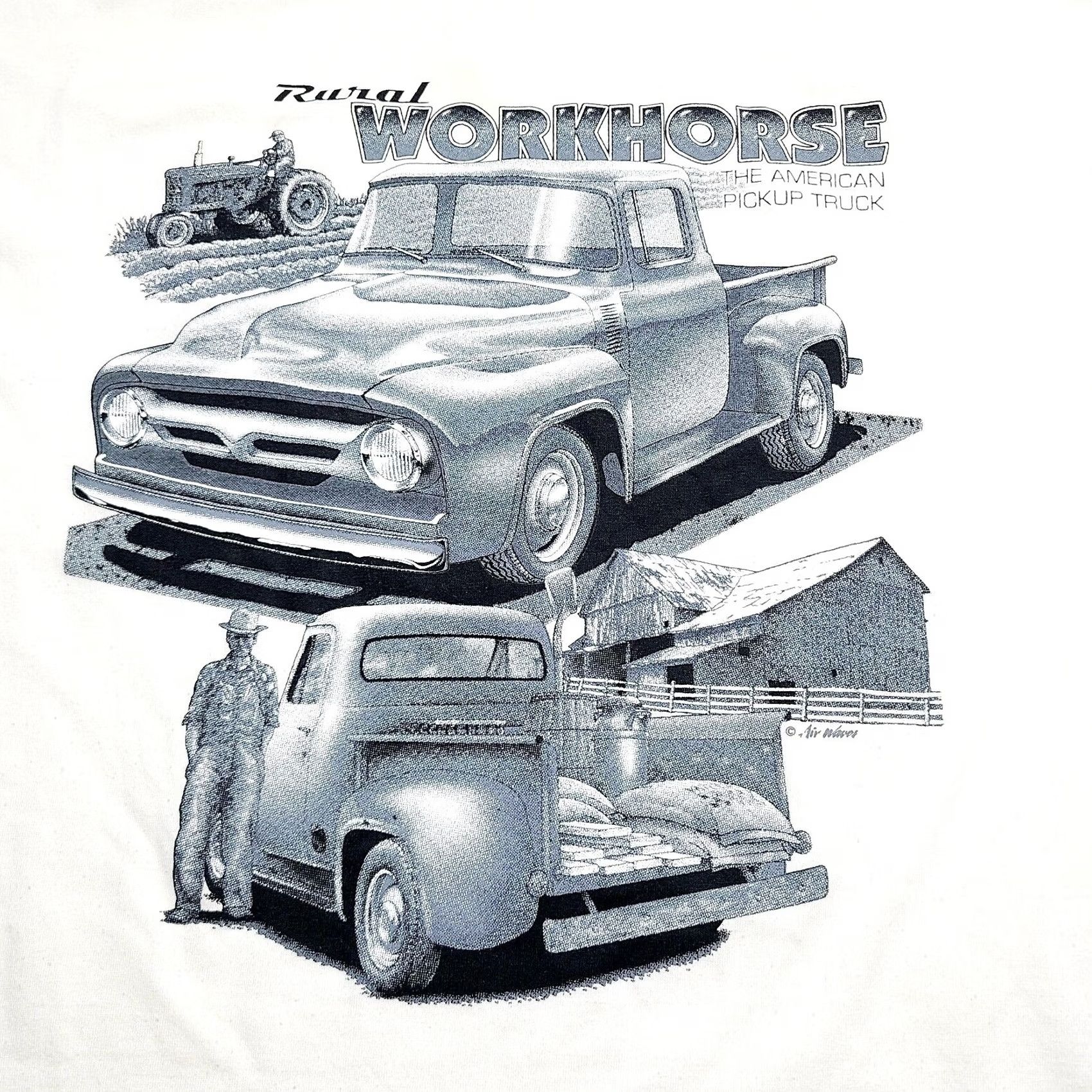 Hanes VINTAGE The American Pickup Truck Graphic T Shirt XL Unisex Adults USA 90s Cars Outdoor Heavyweight Cotton Blend Hanes White Size US XL / EU 56 / 4 - 2 Thumbnail