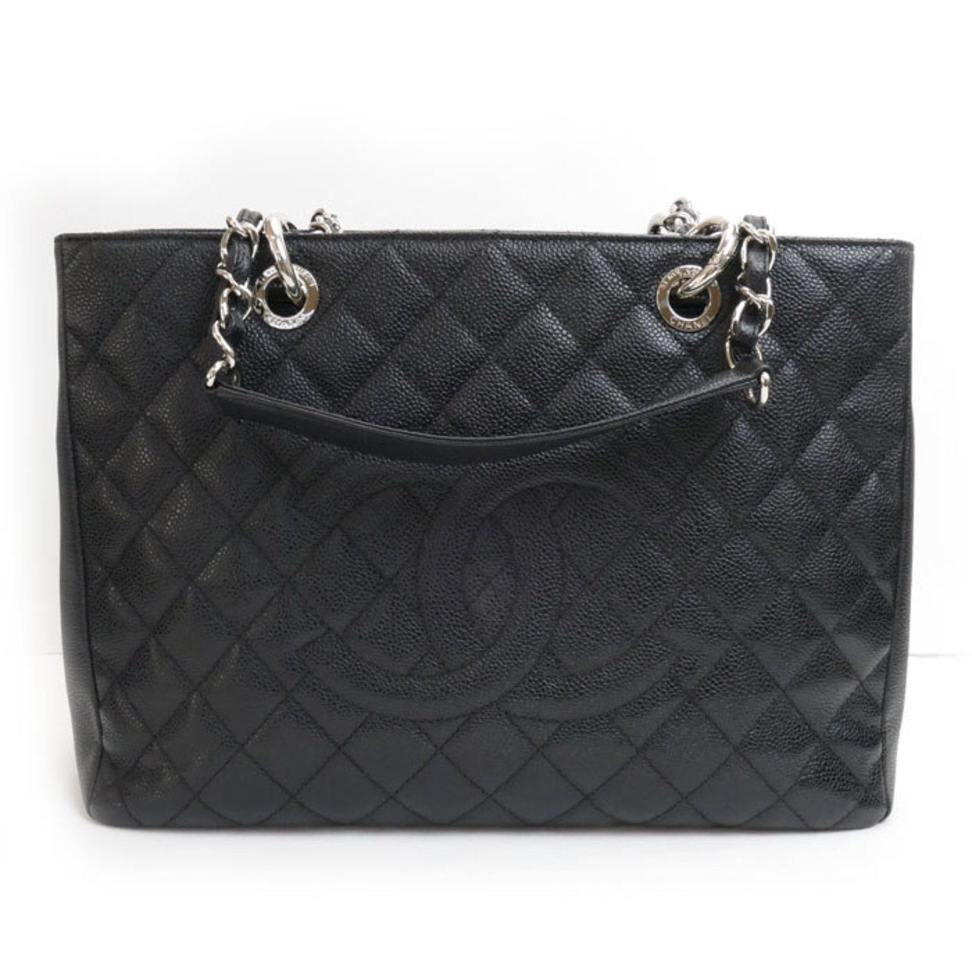 image of Chanel Reprint Chain Tote Gst Bag Black A20995 Caviar Skin Women's