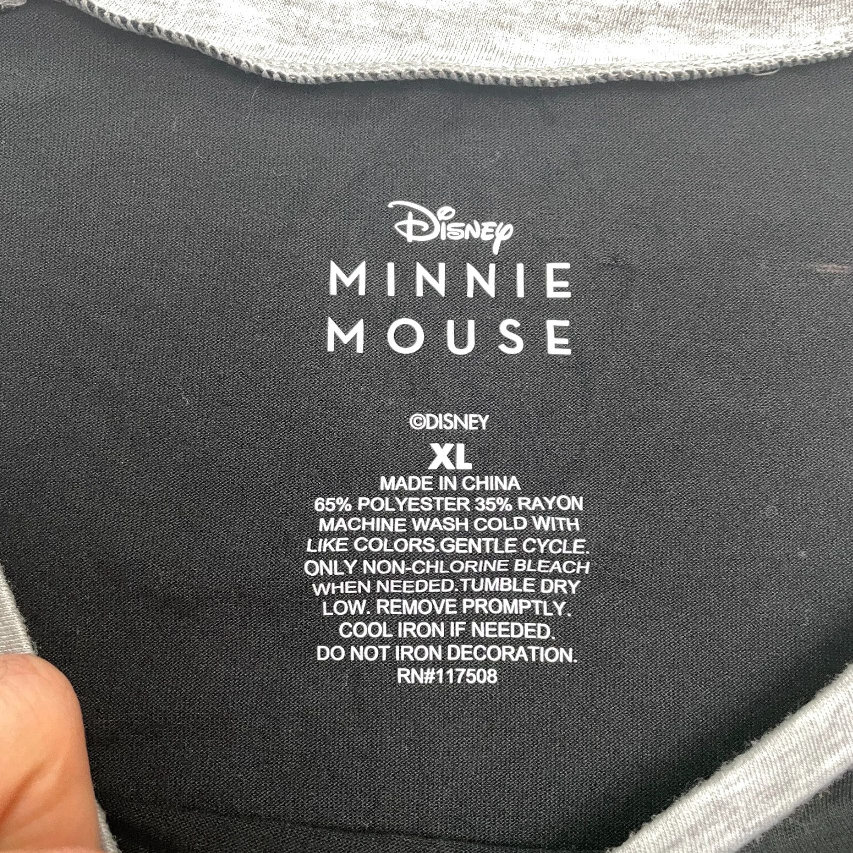 Disney Disney Minnie Mouse Raglan T-Shirt Women XL Black Gray Round Neck Casual Graphic Size XL / US 12-14 / IT 48-50 - 5 Thumbnail