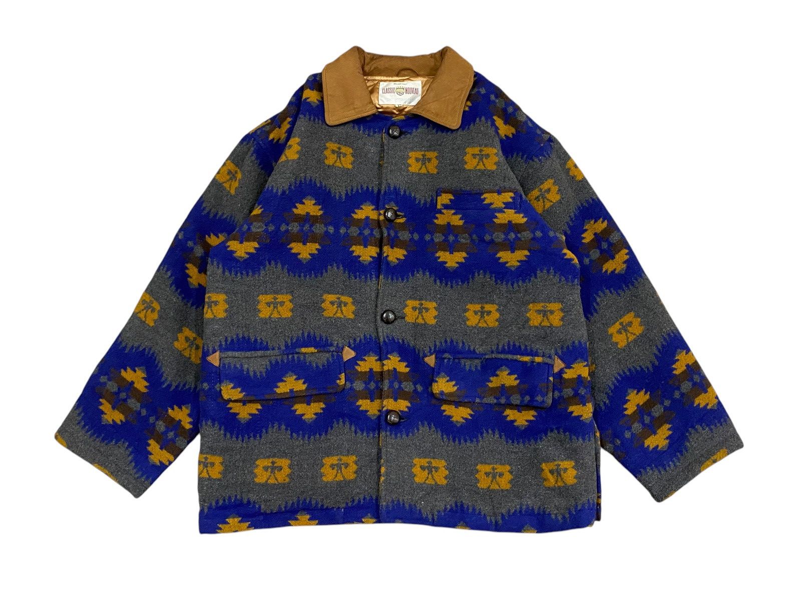 Vintage Vtg Classic Wool Jacket– Tribal Aztec Pattern Size US L / EU 52-54 / 3 - 1 Thumbnail