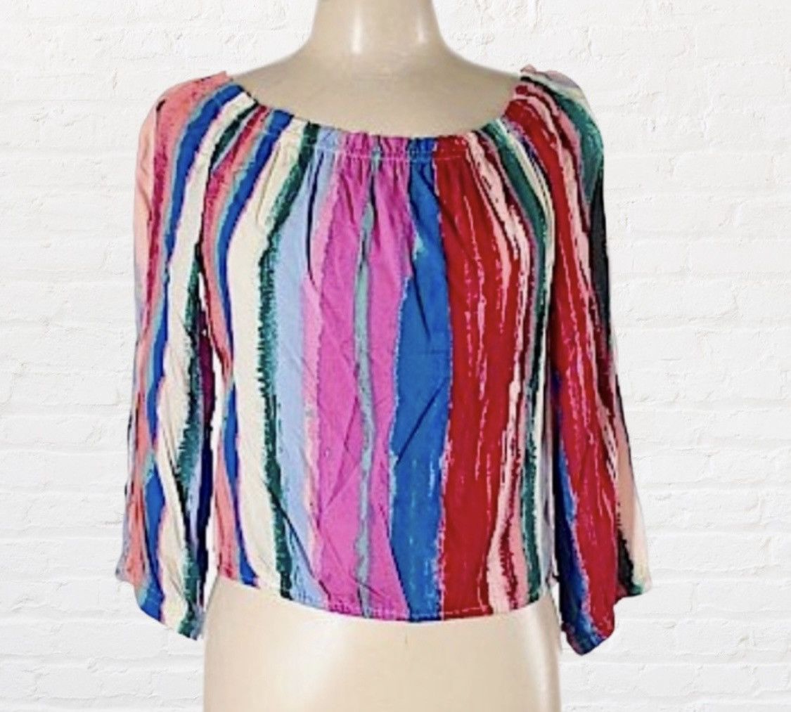 Other CANDIE’S STRIPED COLD SHOULDER CROP TOP 3/4 SLEEVES Size L / US 10 / IT 46 - 8 Thumbnail