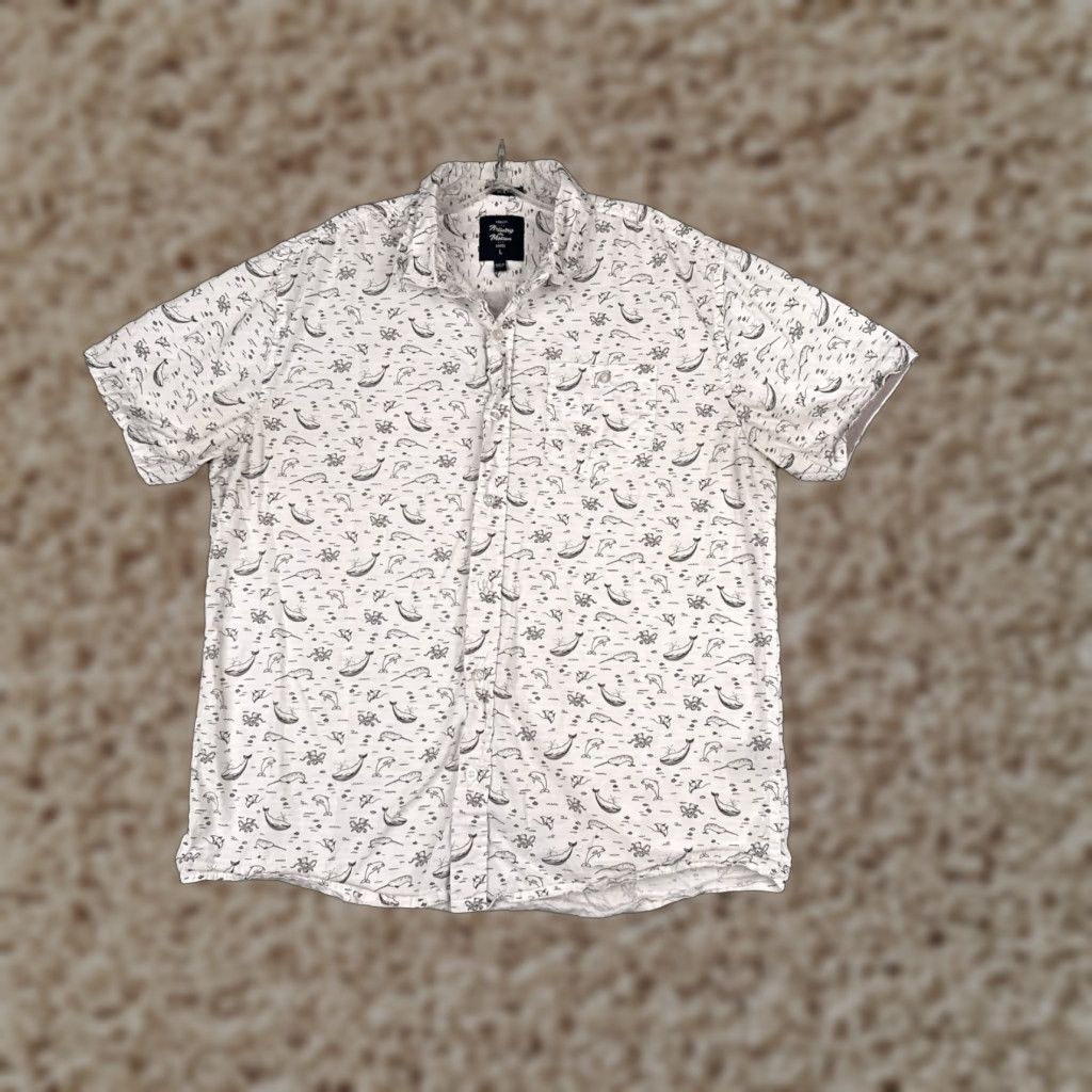 Vintage Artistry In Motion Shirt Men Large White Hawaiian Button-Up Slim Fit Short Sleeve Cotton Blend Mens Size US L / EU 52-54 / 3 - 1 Thumbnail