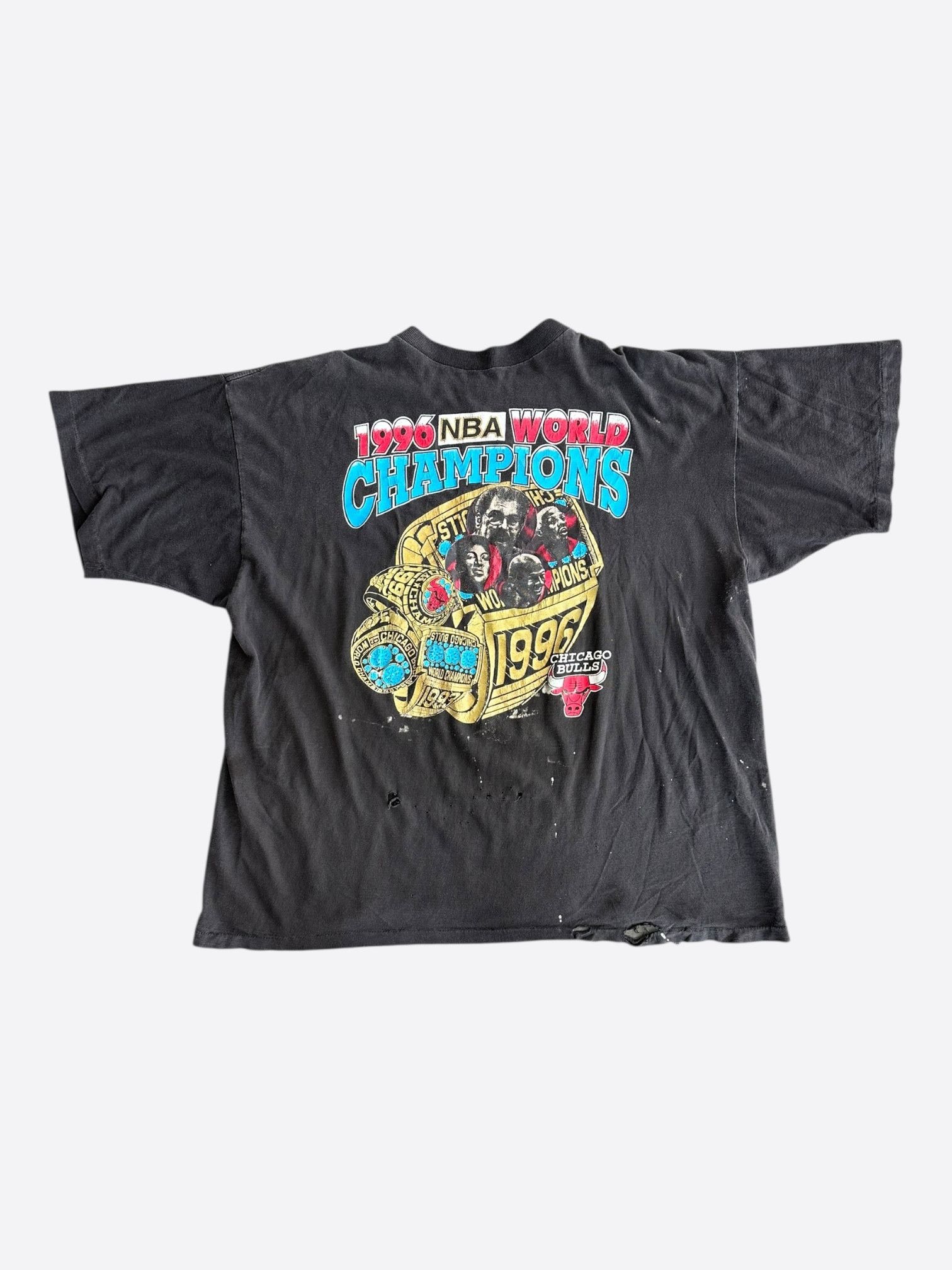 Vintage Black NBA World Champions Chicago Bulls Graphic T-Shirt Size US XL / EU 56 / 4 - 1 Thumbnail