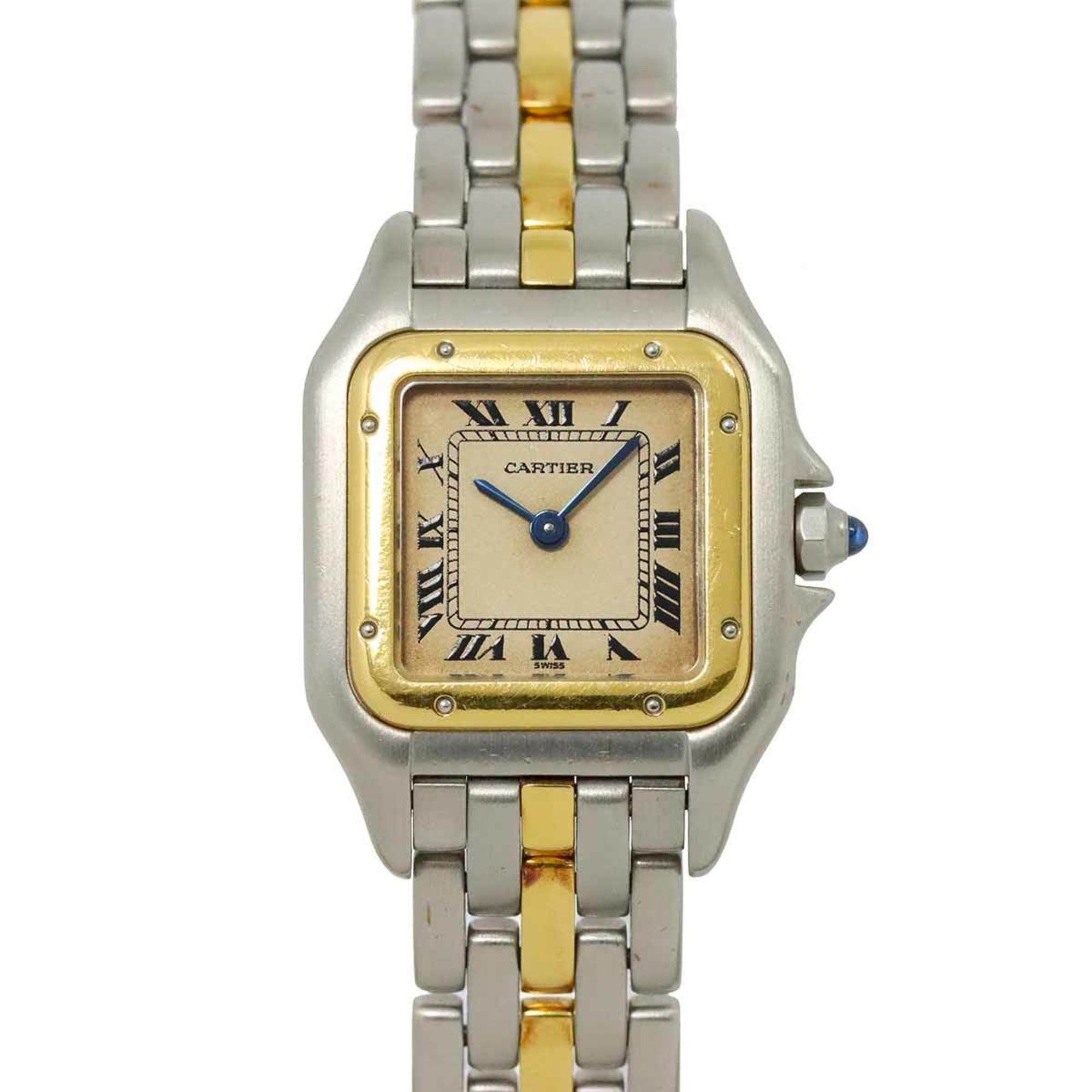 Cartier Panthere 1 Row Sm Combi Ladies Watch Ivory K18Yg Yellow Gold Quartz in Beige, Women's