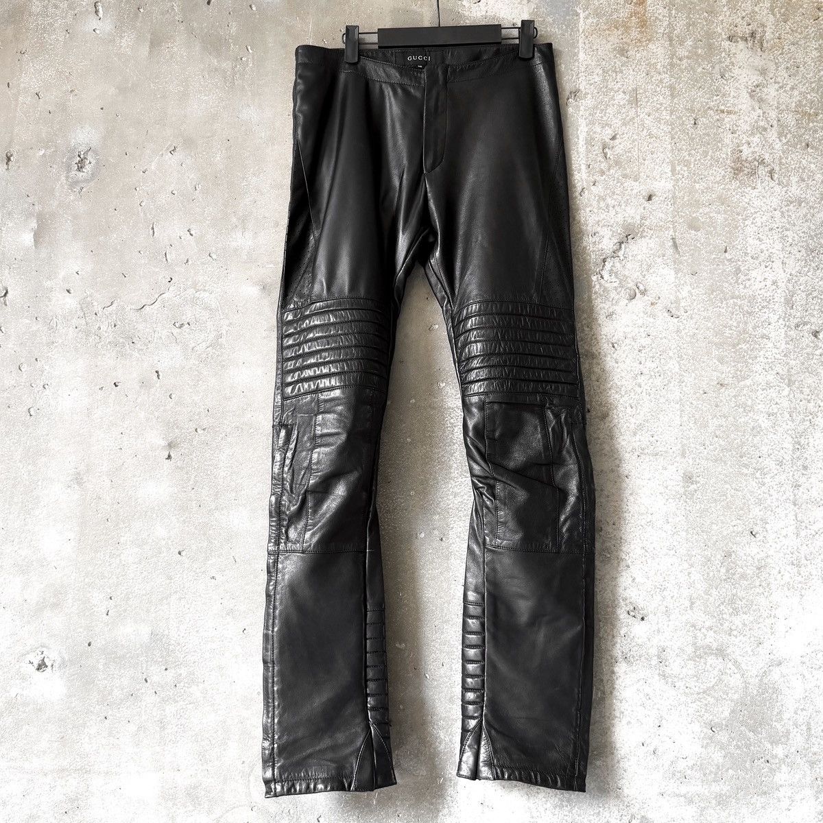Gucci Gucci Tom Ford Era RUNWAY Leather Flared Moto Biker Pants Size US 30 / EU 46 - 2 Thumbnail