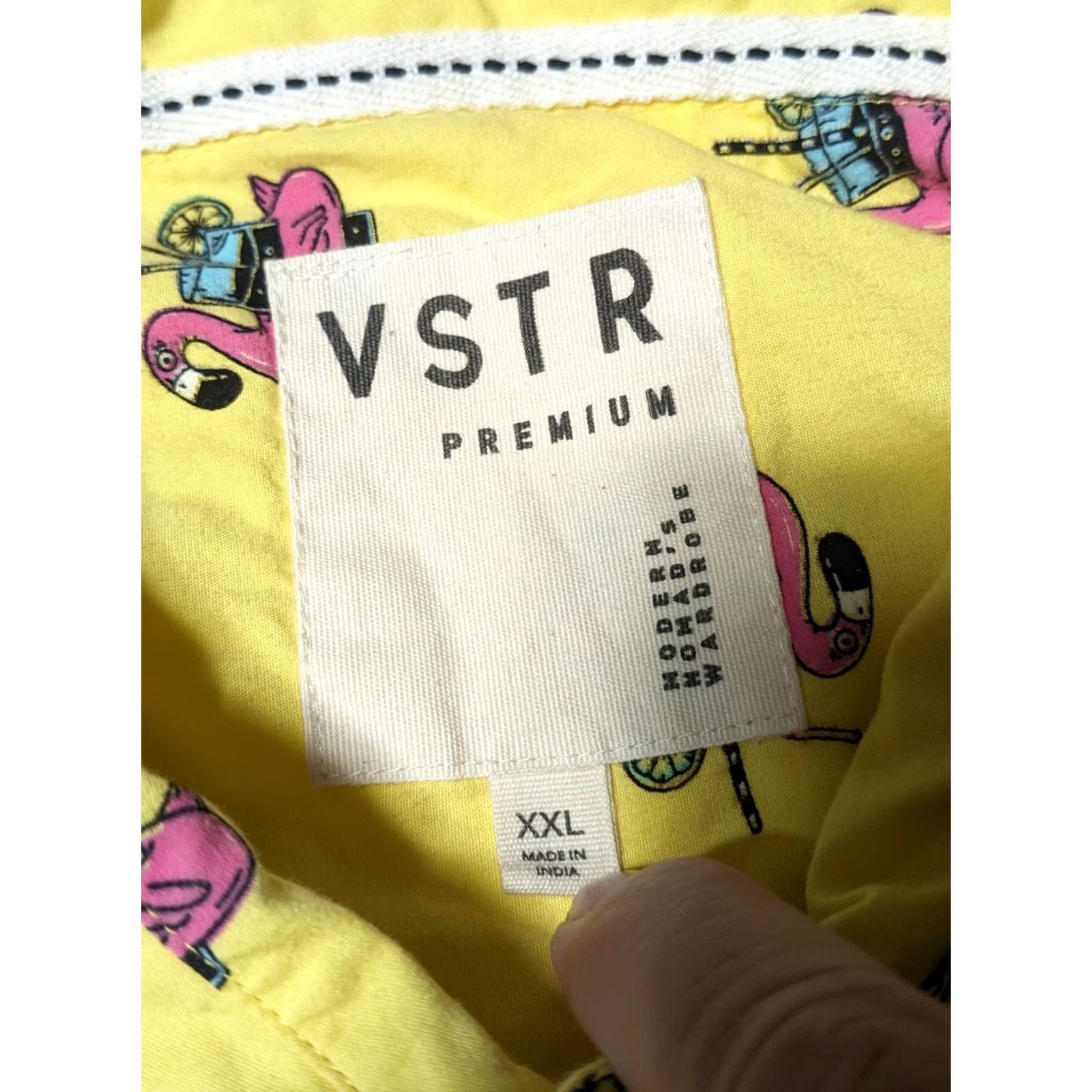 Pinko VSTR PREMIUM Pink Flamingo Drink Holder GEO AOP Men 2XL Cotton Yellow Camp Shirt Size US XXL / EU 58 / 5 - 5 Thumbnail