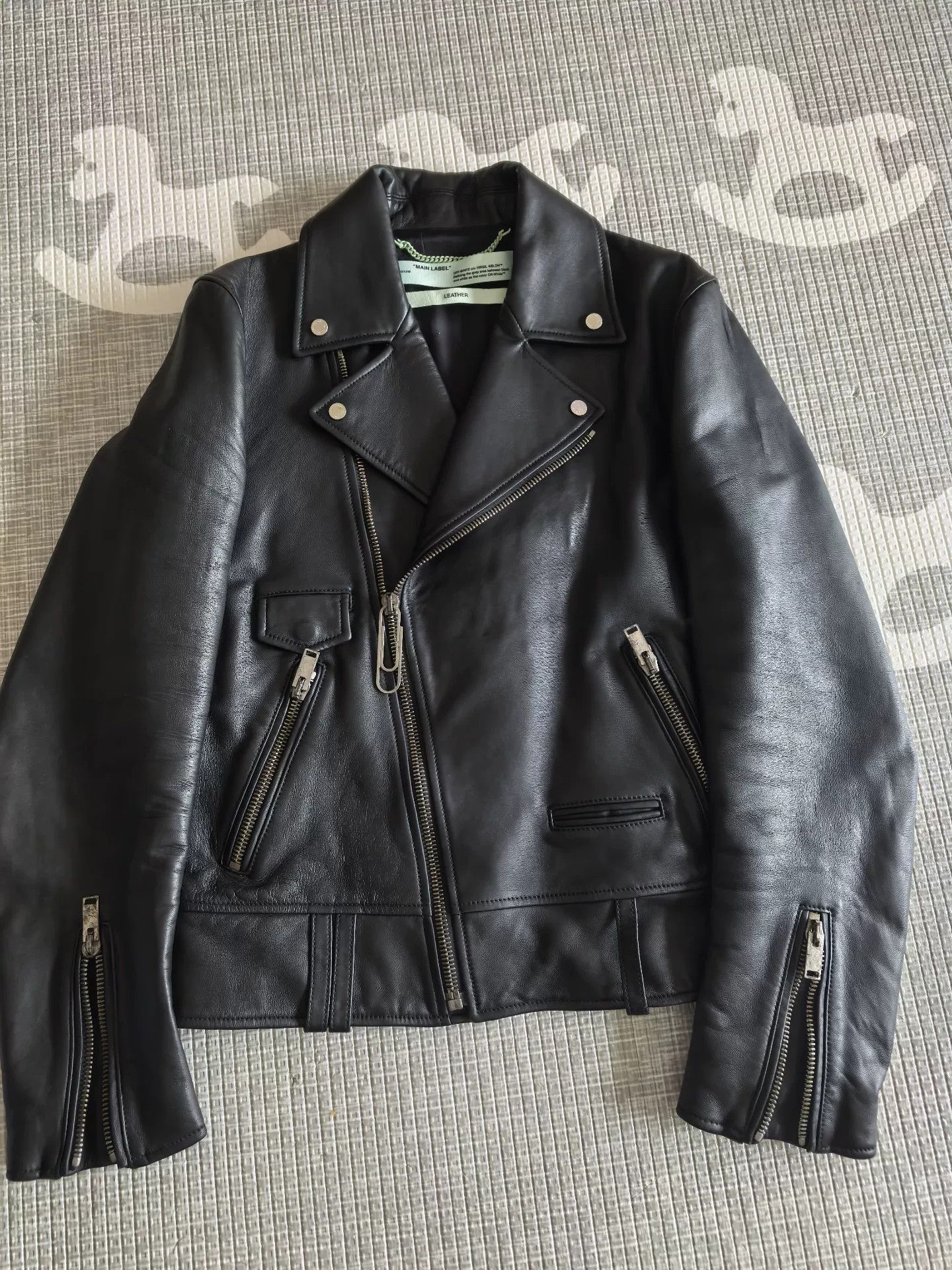 Off-White Off-White Black Leather Biker Jacket Size US L / EU 52-54 / 3 - 1 Thumbnail