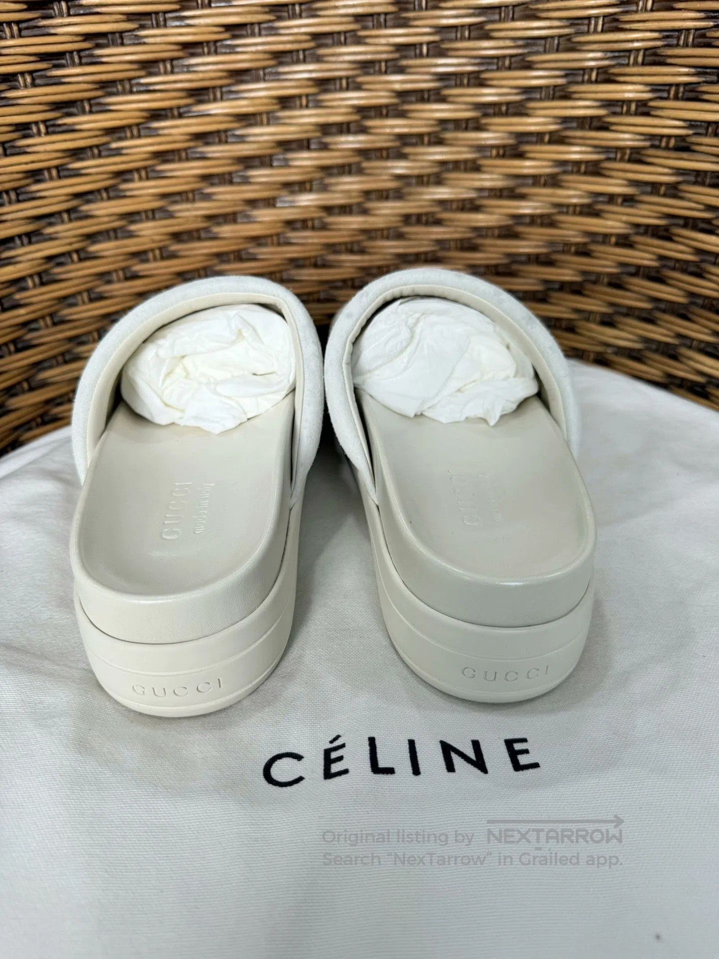 Gucci Gucci Men's White Horsebit Slippers Size 43. Size US 10 / EU 43 - 3 Thumbnail