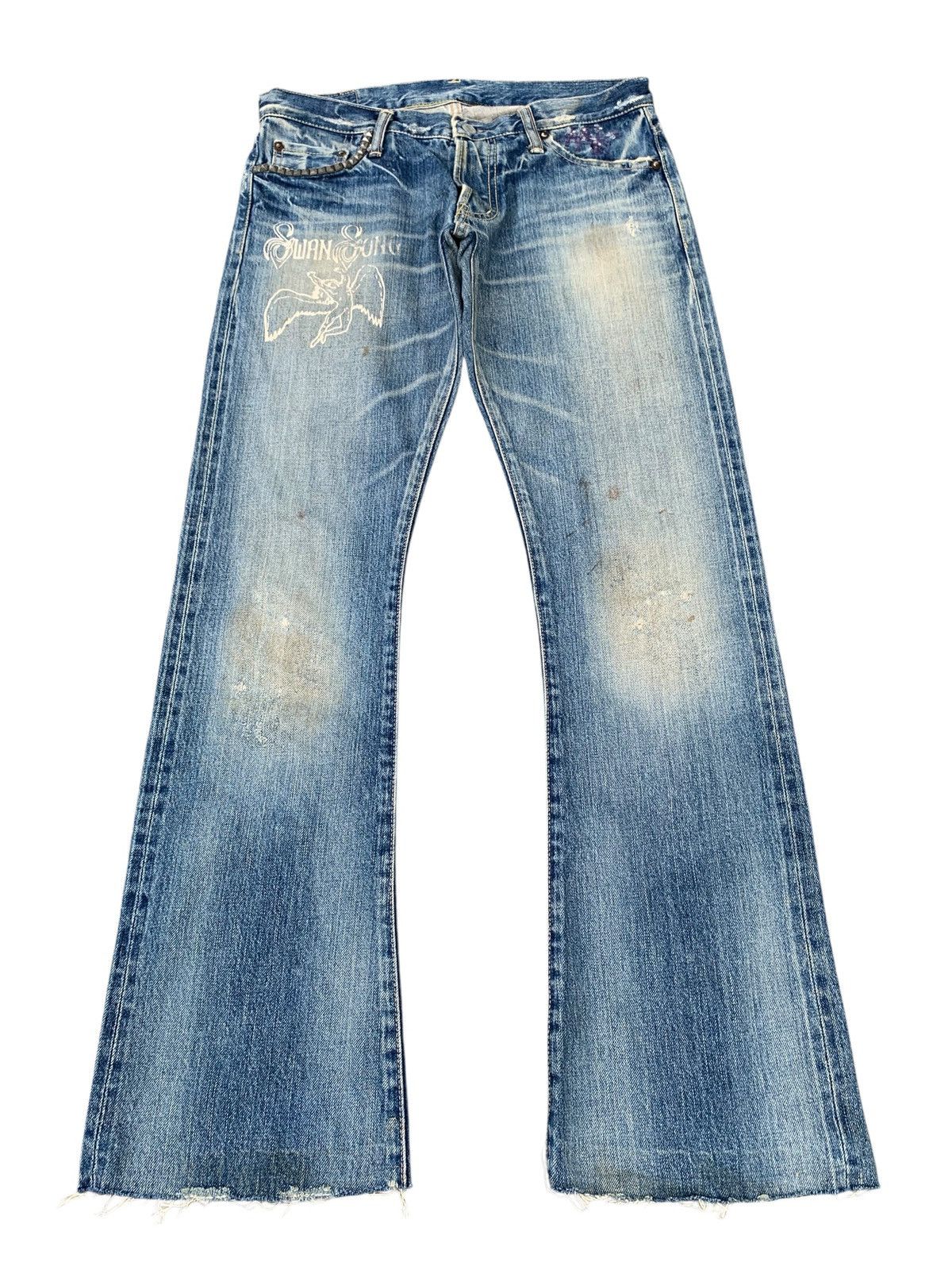 Kapital HYSTERIC GLAMOUR LED ZEPPELIN FLARE SELVEDGE DISTRESSEDDENIM Size US 32 / EU 48 - 2 Thumbnail