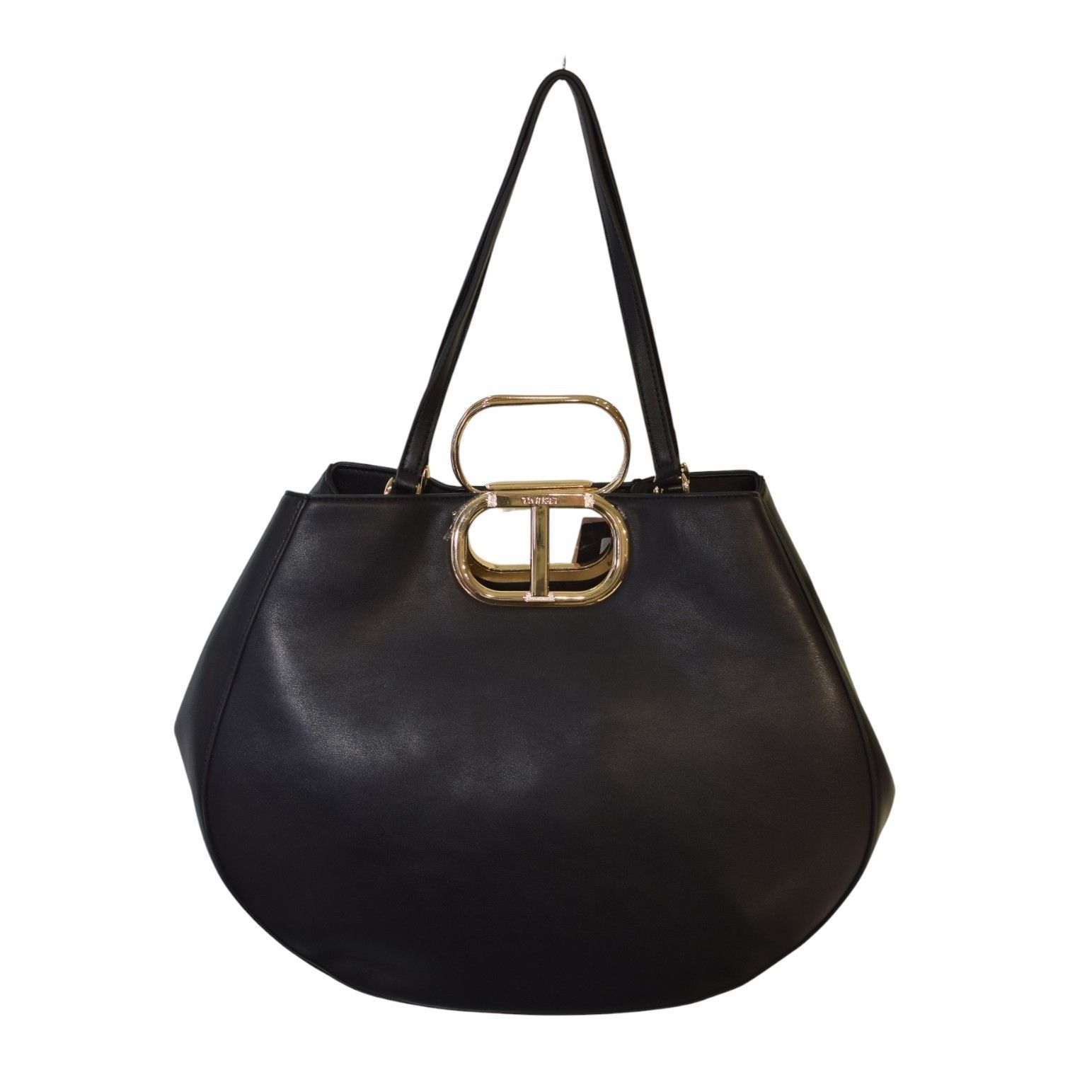 TWINSET Twinset Milano shopper 'Lila' Oval T handle Black Leather To Size ONE SIZE - 1 Thumbnail