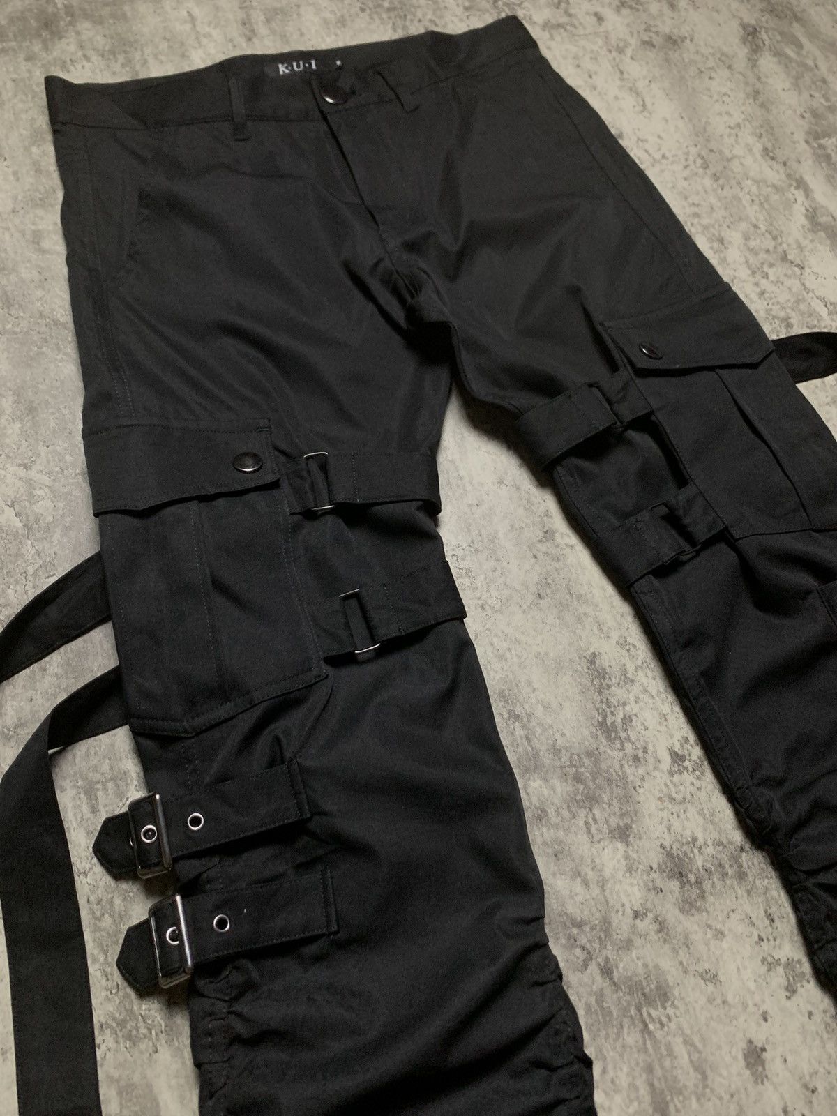 14th Addiction Y2K Kui Black Bondage Cargo Multi Pocket Pants Vkei Style Size US 30 / EU 46 - 5 Thumbnail
