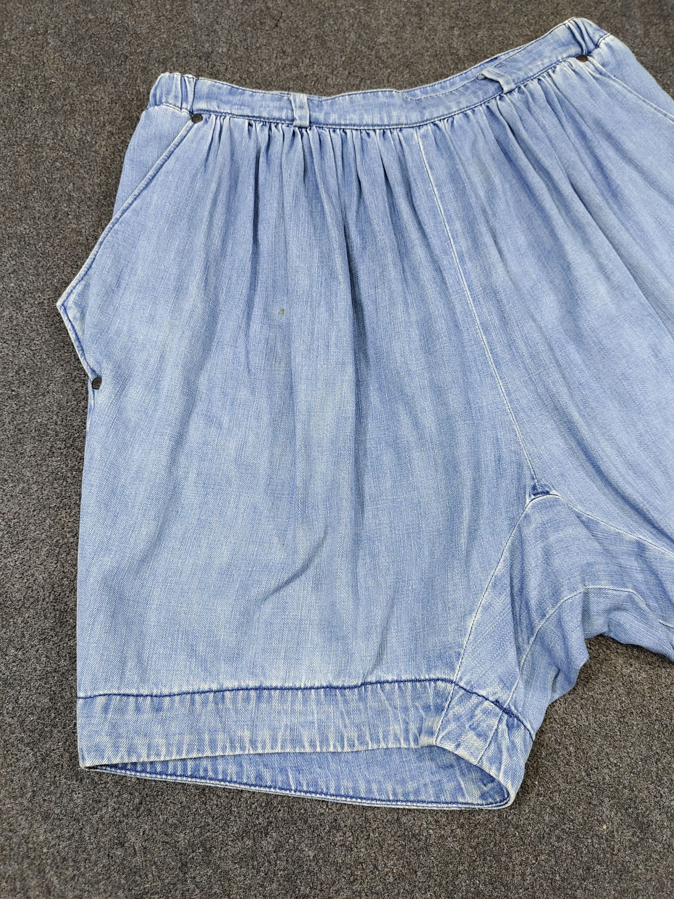 Japanese Brand 00s RNA Slang🇯🇵Streetwear Denim Drop Crotch Sarouel Shorts Size 32" / US 10 / IT 46 - 7 Thumbnail