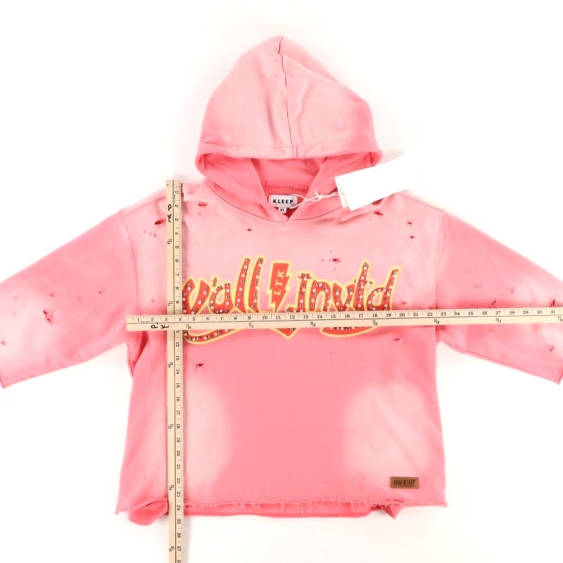 Pinko Kleep Y'all Invtd Distressed Solid Long Sleeve Hoodie Pink Women's XL Size XL / US 12-14 / IT 48-50 - 3 Thumbnail