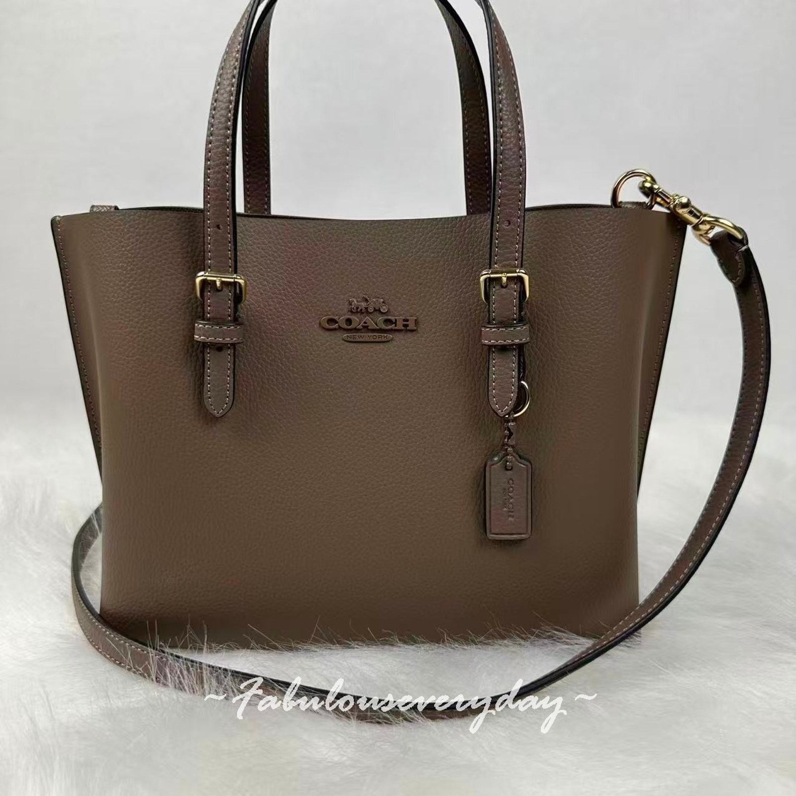 Coach Coach Mollie Tote Bag 25 Crossbody Leather/Dark Stone CV966 Size ONE SIZE - 2 Thumbnail