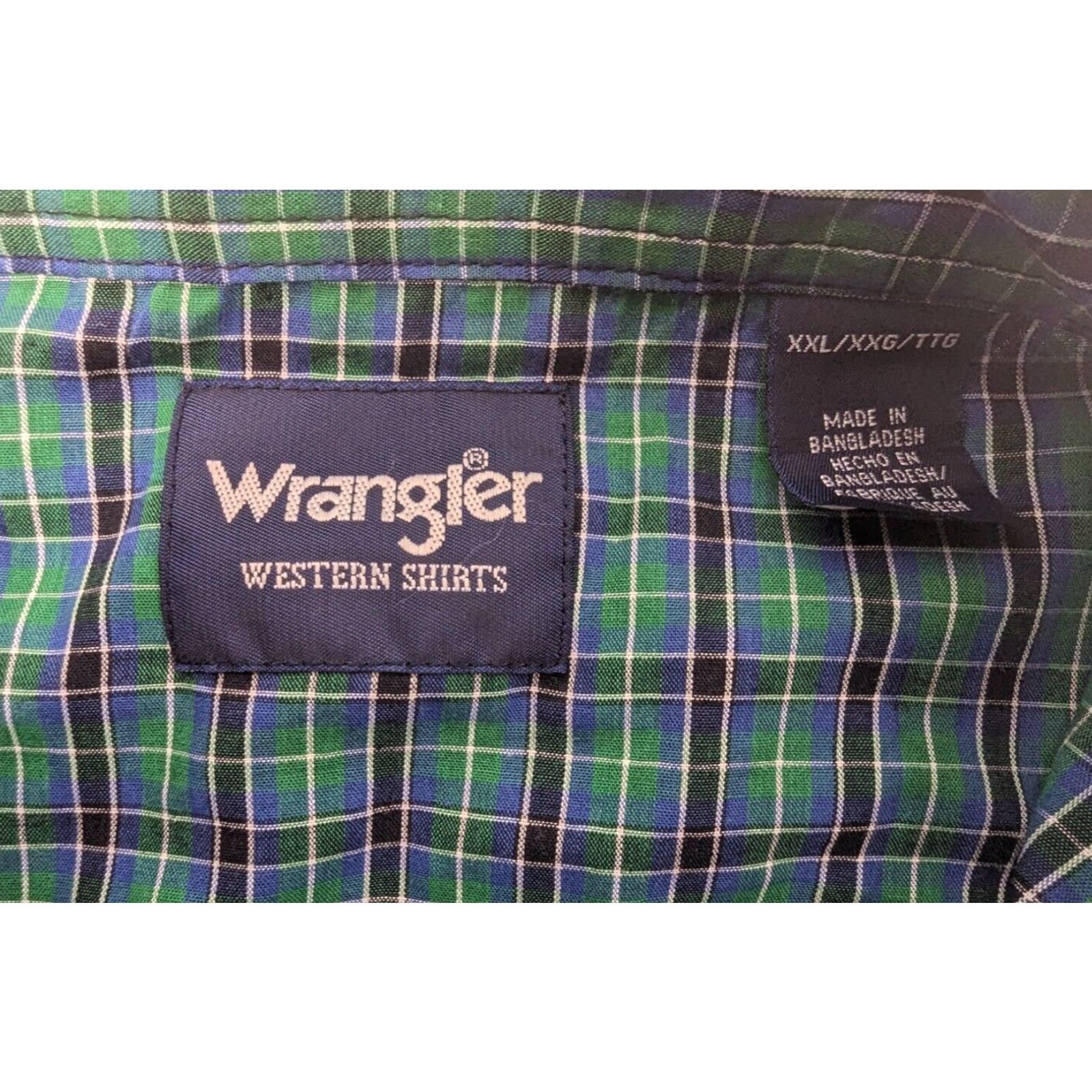 Wrangler Wrangler Shirt Men 2XL Blue Plaid Cotton Short Sleeve Western Snap Button-Up Pockets Size US XXL / EU 58 / 5 - 6 Thumbnail