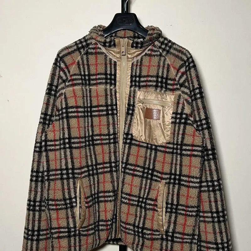 Burberry Men's Khaki Check Jacket in XL