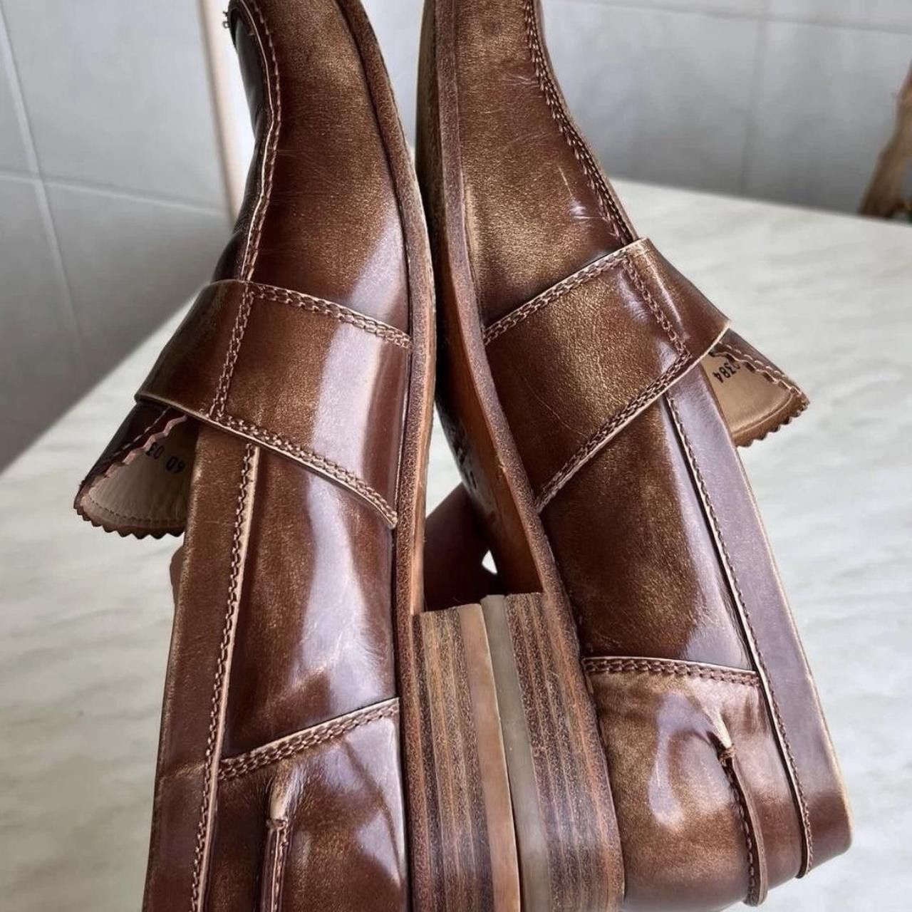 Miu Miu Vintage Miu Miu Men’s Brown Patina Leather Penny Loafers Size US 8.5 / EU 41-42 - 3 Thumbnail