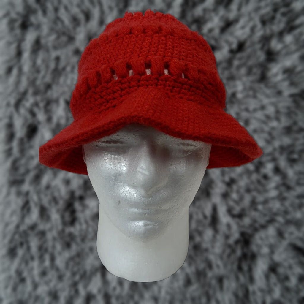 Vintage VINTAGE Boho Crochet Hat 1970s Red One Size Women’s Size ONE SIZE - 1 Thumbnail