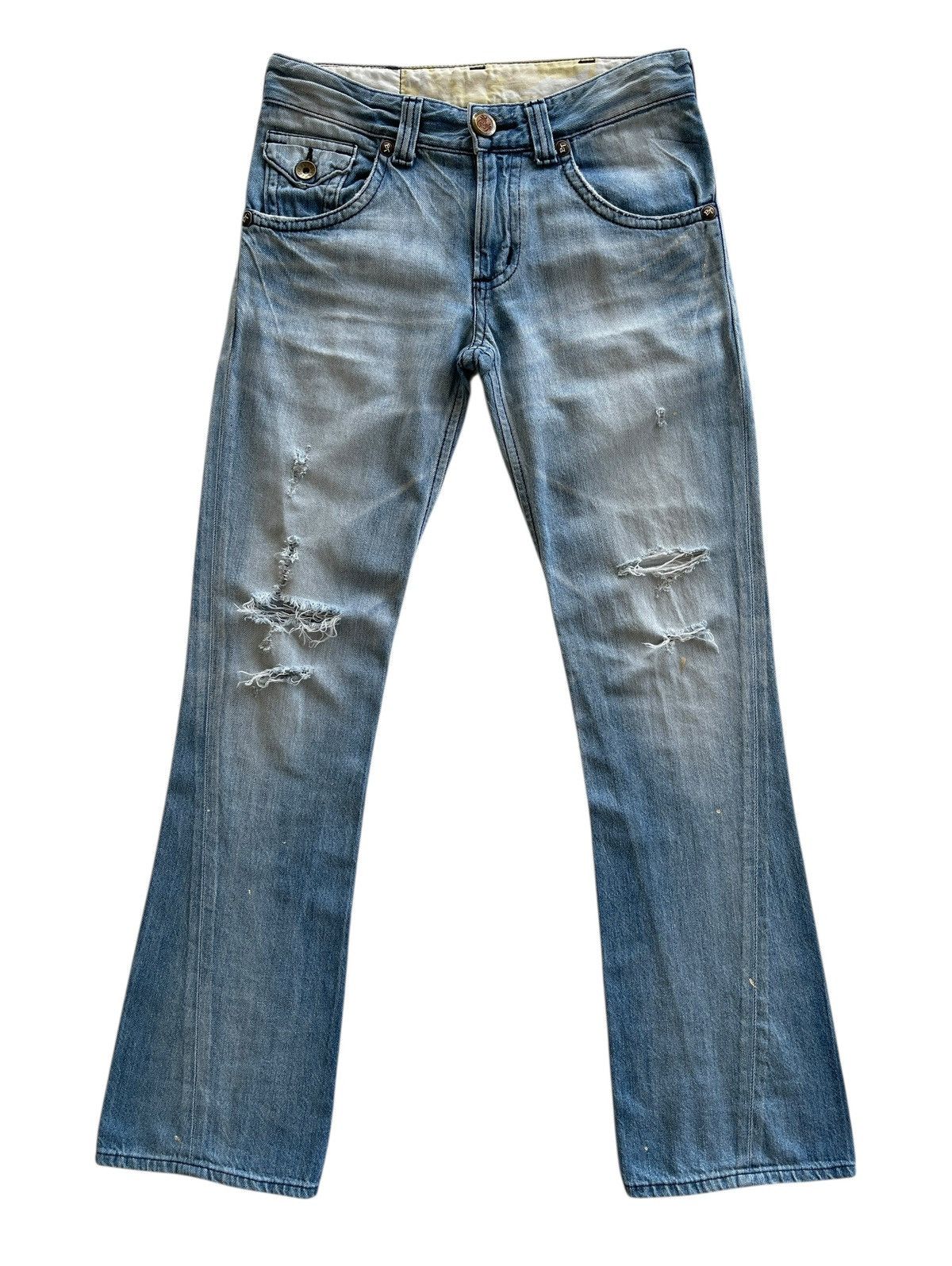 Vintage Vintage Edwin Blue Trip Distressed Flare Denim Size US 32 / EU 48 - 1 Thumbnail