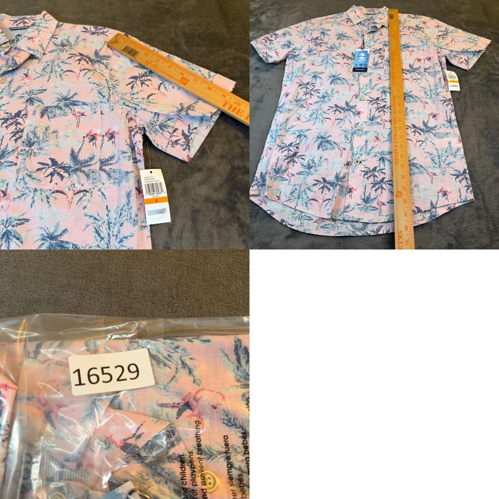 Izod VINTAGE IZOD Saltwater Button-Down Shirt Pink Flamingo Palm Tree Print Mens S NWT Size US S / EU 44-46 / 1 - 8 Thumbnail