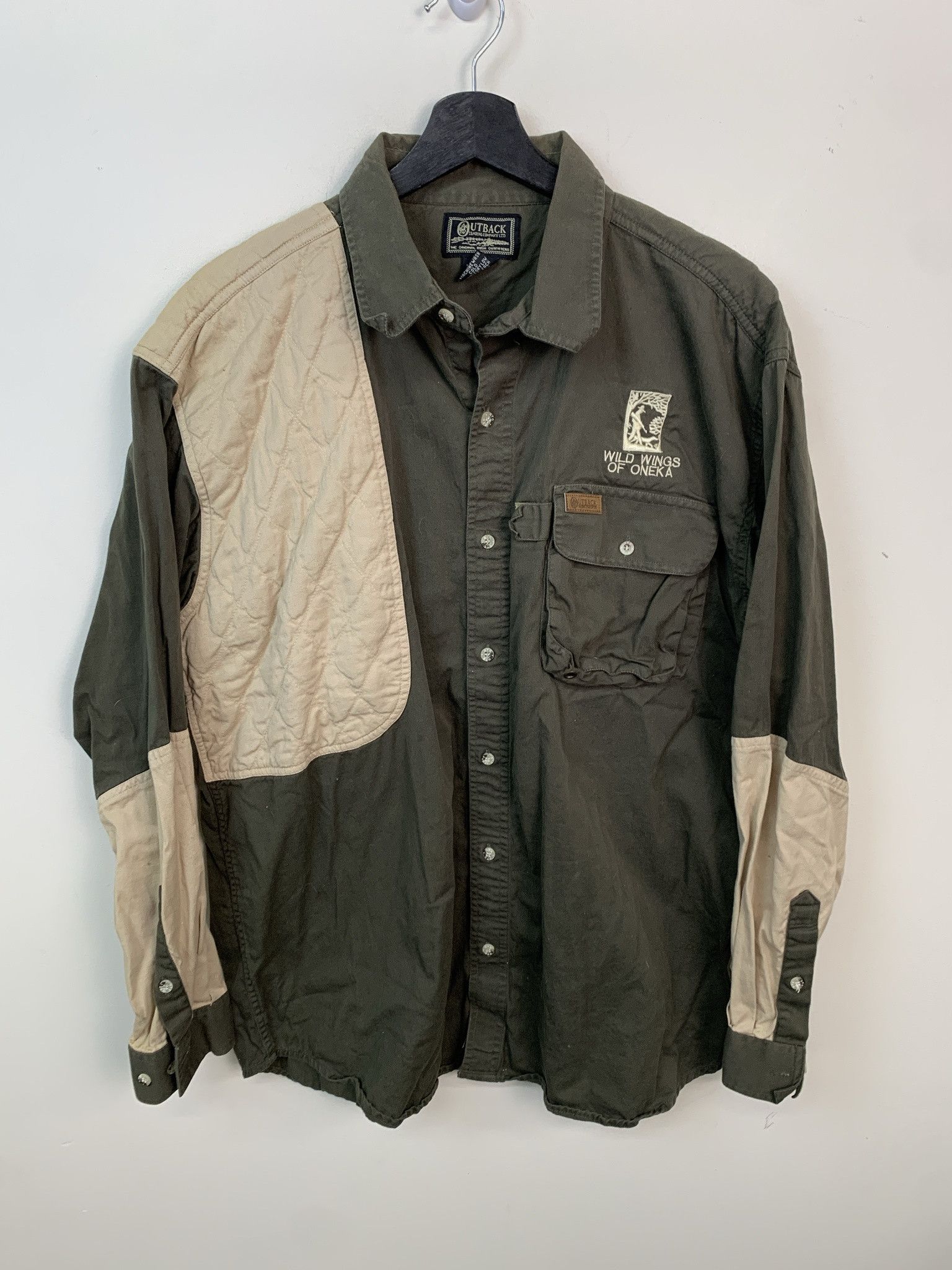 Vintage Flannel 1990s outback Shooting Pad Shoulder Button Up Flannel Size XL