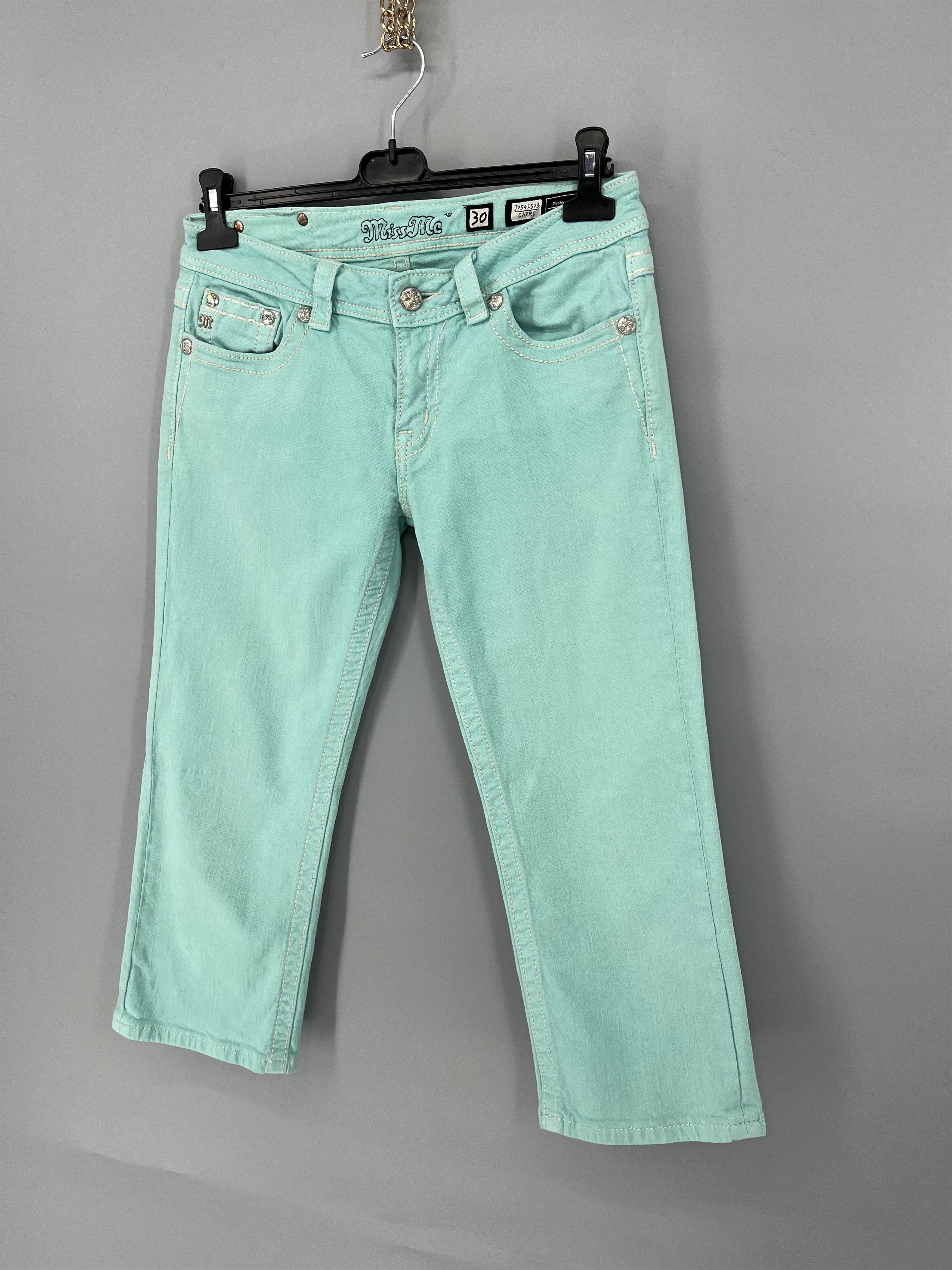 Japanese Brand Miss Me Easy cropped Jeans Women's Size 30 Blue Denim Size 30" / US 8 / IT 44 - 3 Thumbnail