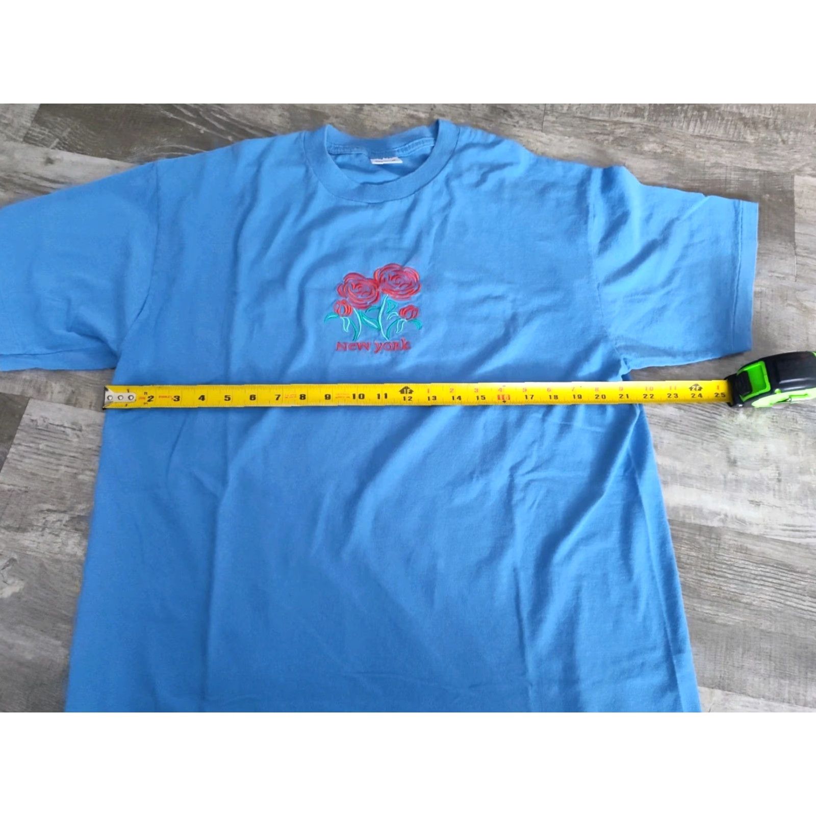 Anvil VINTAGE Anvil New York T-Shirt Unisex Adults XL Blue Floral Embroidered 90s Crew Neck Short Sleeve USA Made Size US XL / EU 56 / 4 - 6 Thumbnail