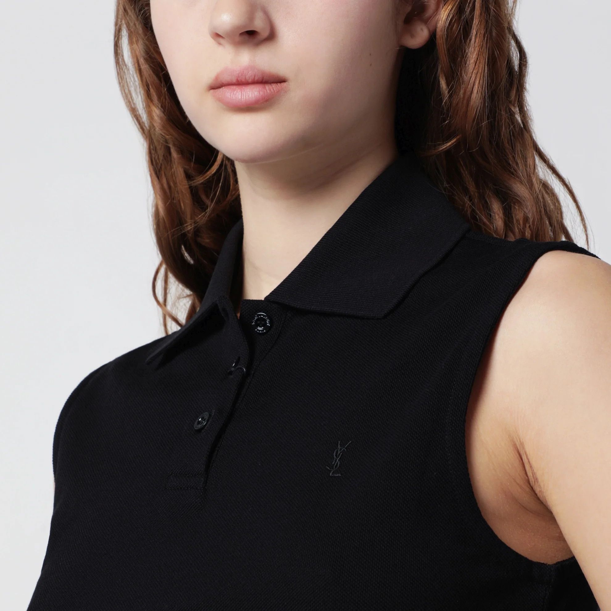 Saint Laurent Paris o1d2blof0526 Sleeveless Polo Shirt With Cassandre Logo Size S / US 4 / IT 40 - 4 Thumbnail