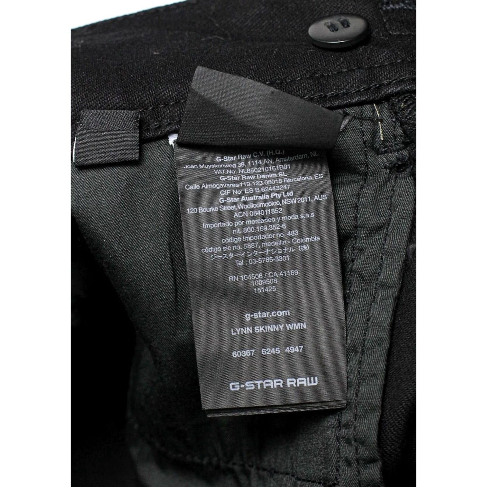 G-Star G-STAR Lynn Skinny Jeans Women's W25/L32 Black Pockets Wax Look Zip Fly Stretch Jeans Size 42" / US 20 - 7 Thumbnail