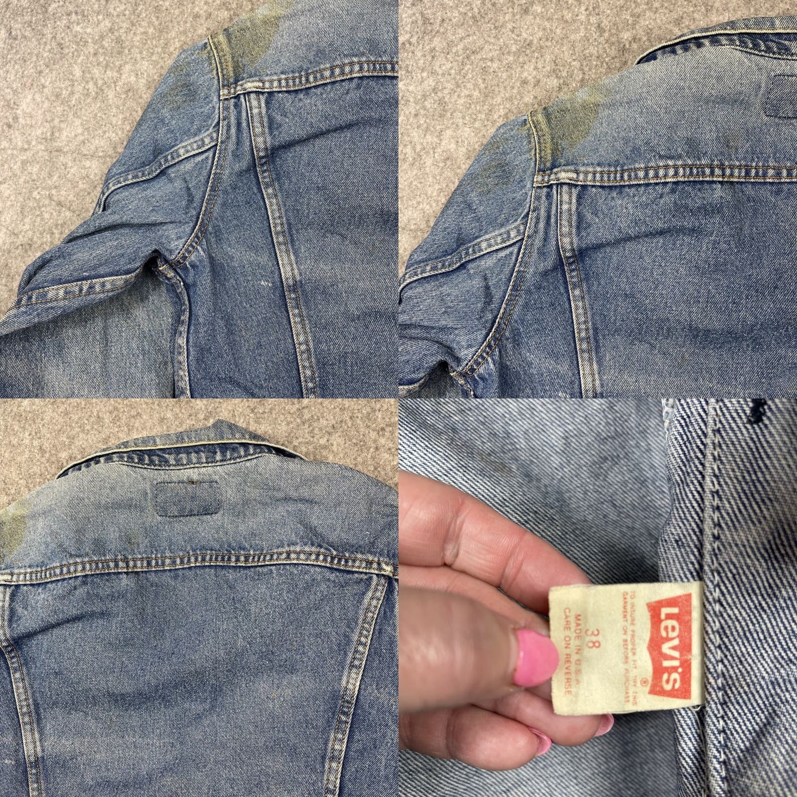 Levi's VINTAGE Levi's Trucker Jacket Denim Blue 38 Regular Men's Distressed USA 80s Leather? (Note: cannot add new info) Size US XXS / EU 40 - 9 Thumbnail