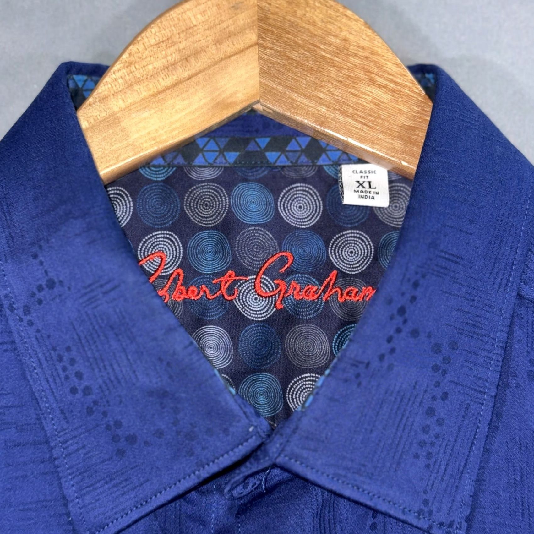 Robert Graham Robert Graham Shirt Mens XL Blue Geometric Long Sleeve Button Front Contrast Embroidered Size US XL / EU 56 / 4 - 3 Thumbnail