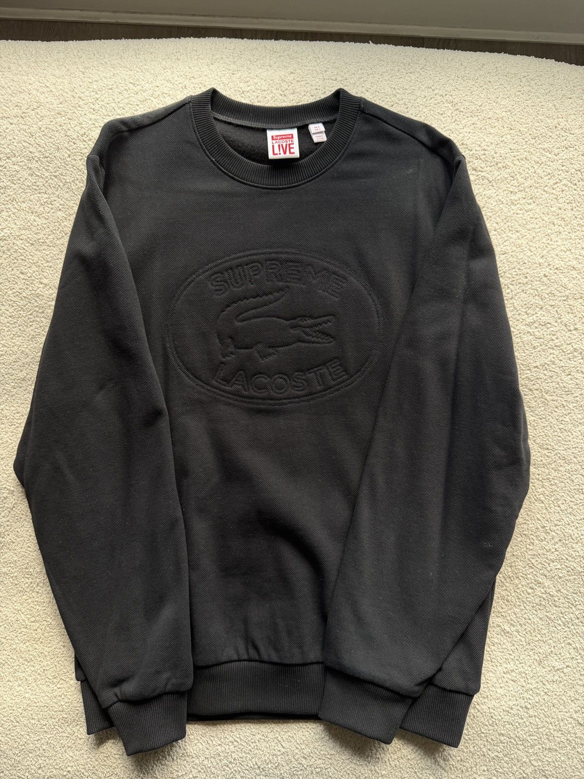 Lacoste × Supreme Supreme Lacoste Pique Crewneck Black | Grailed