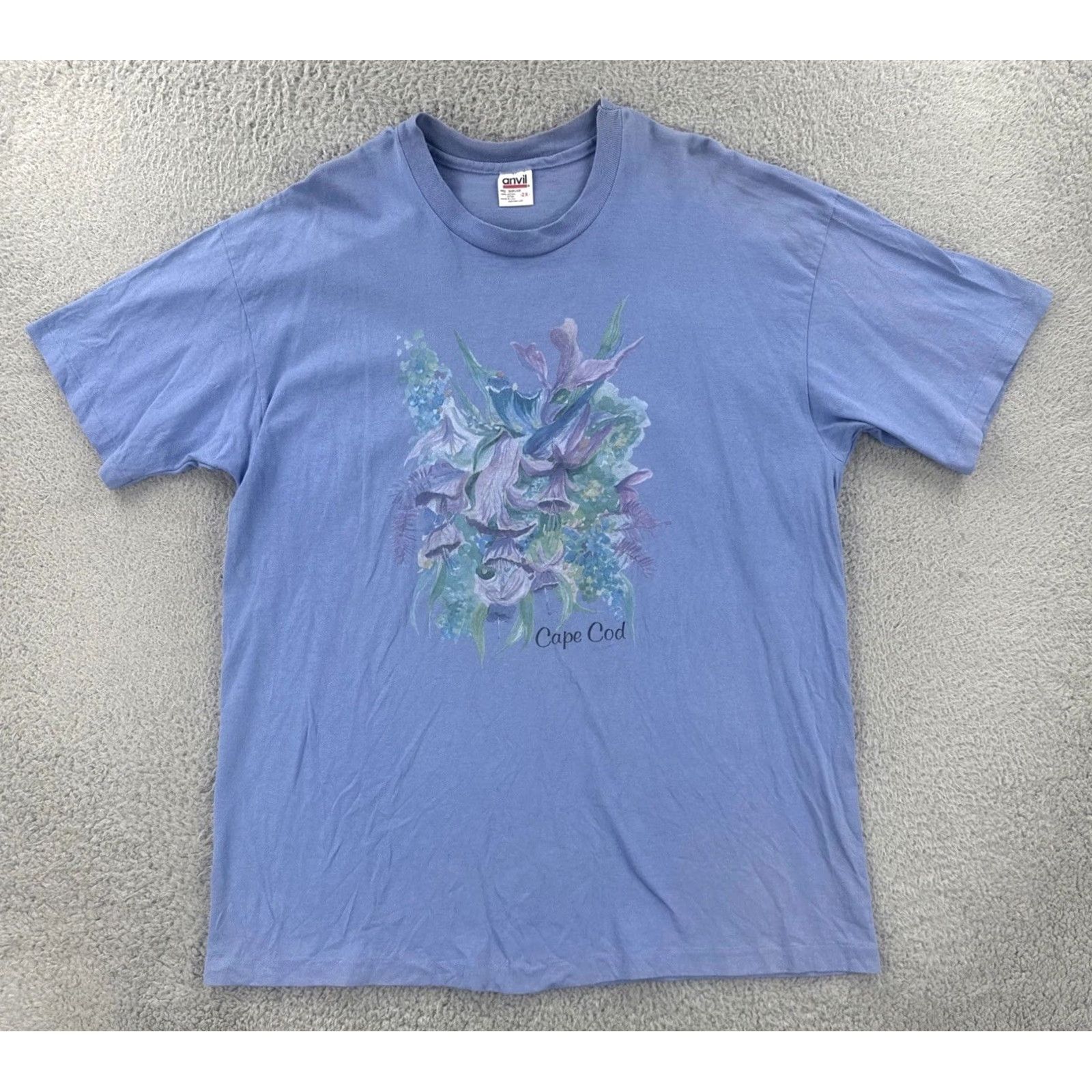 Anvil VINTAGE Anvil T-Shirt 2XL Purple Short Sleeve Crew Neck USA Flower Print Men والش Size US XXL / EU 58 / 5 - 2 Thumbnail
