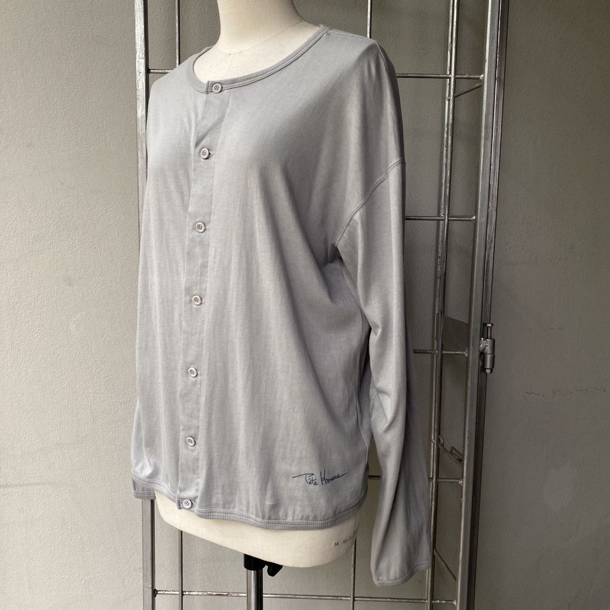 Tete Homme TÊTE HOMME Grey Long Sleeve Polo with Logo Hem Size US L / EU 52-54 / 3 - 13 Thumbnail
