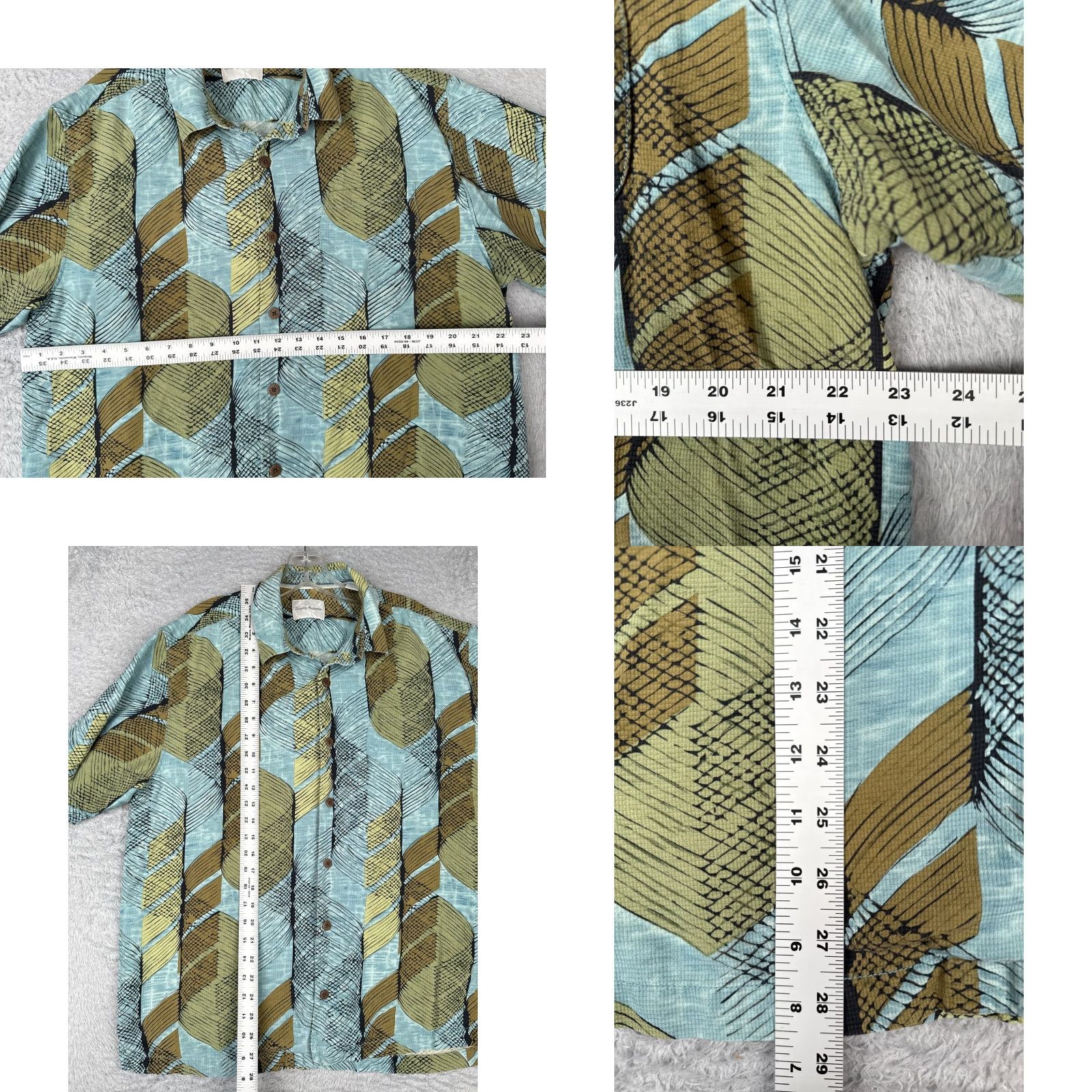 Tommy Bahama Tommy Bahama Shirt Men Large Blue Green Geometric 100% Silk Button Up Hawaiian Size US L / EU 52-54 / 3 - 8 Thumbnail