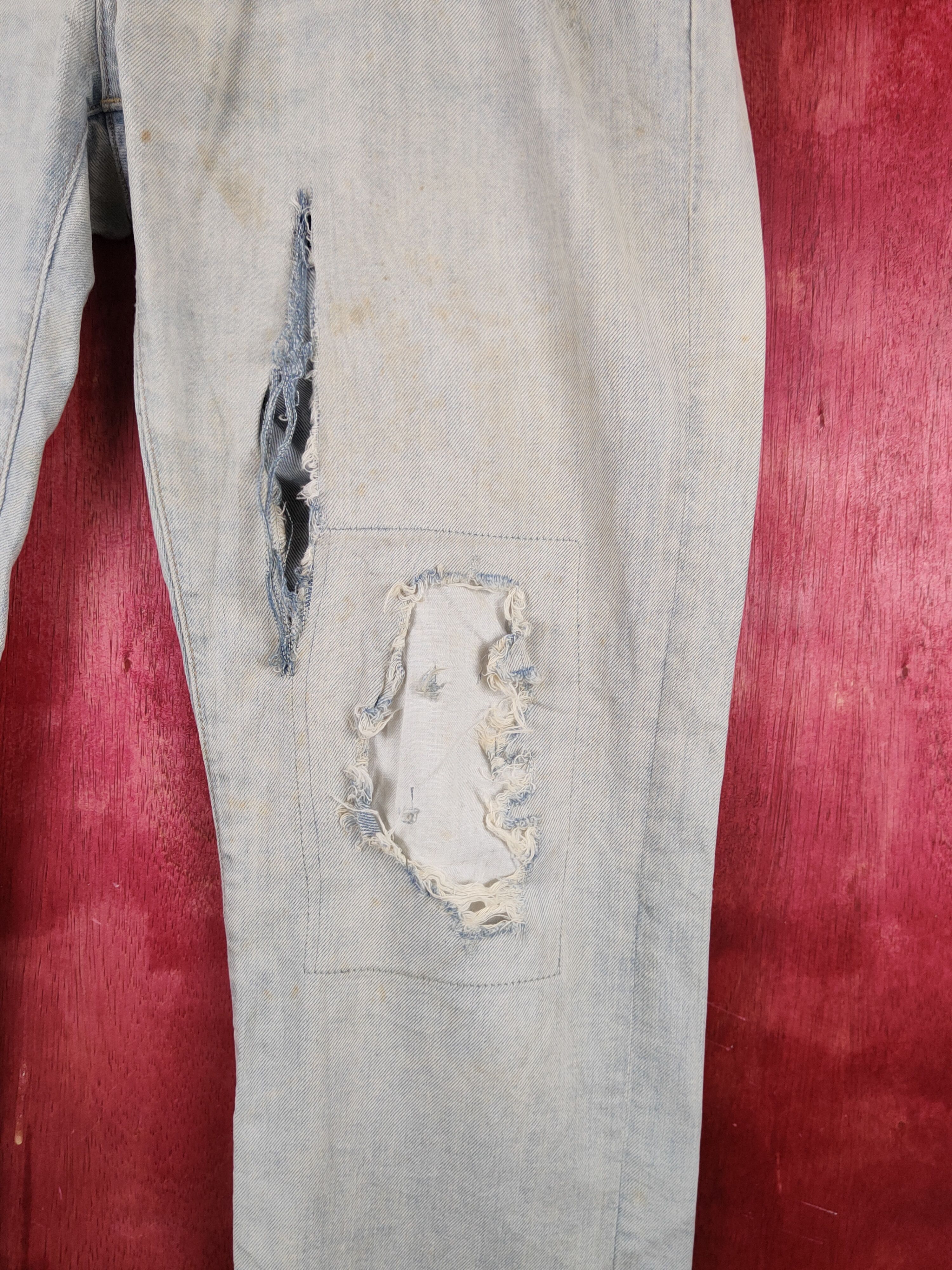 Japanese Brand Uniqlo Faded Distressed dirty patchwork ripped Denim #S1533 Size US 37 - 7 Thumbnail
