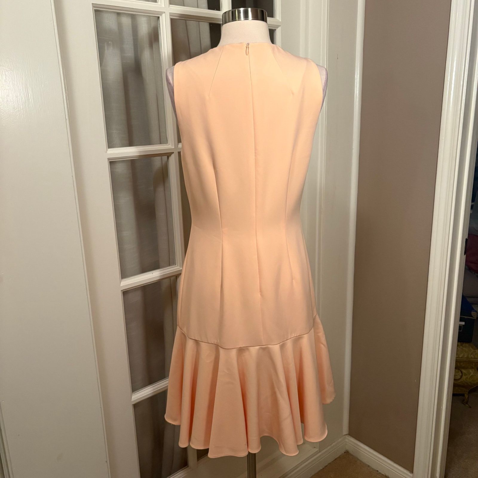 Other Ann Taylor Peach Sleeveless Flounce Sheath Dress Size 6 Size M / US 6-8 / IT 42-44 - 2 Thumbnail