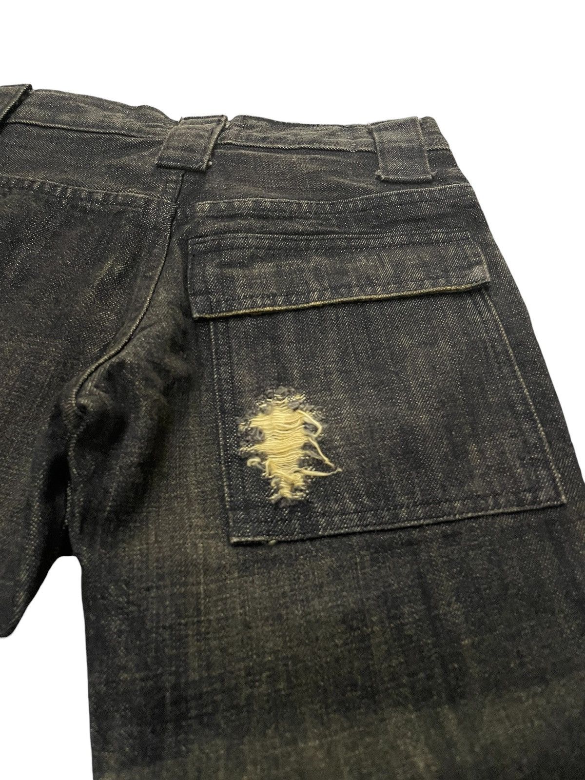 If Six Was Nine × Le Grande Bleu (L.G.B.) Red Carpet Japan Flared Bush Pocket Distressed Jeans Size US 27 - 12 Thumbnail
