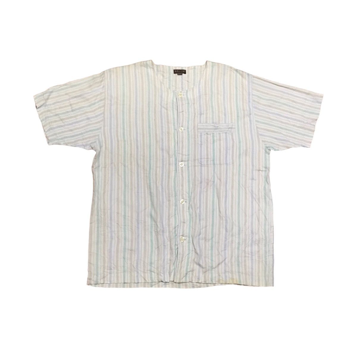Celine CELINE Mandarin Collar Stripped Shirt Size US L / EU 52-54 / 3 - 1 Thumbnail