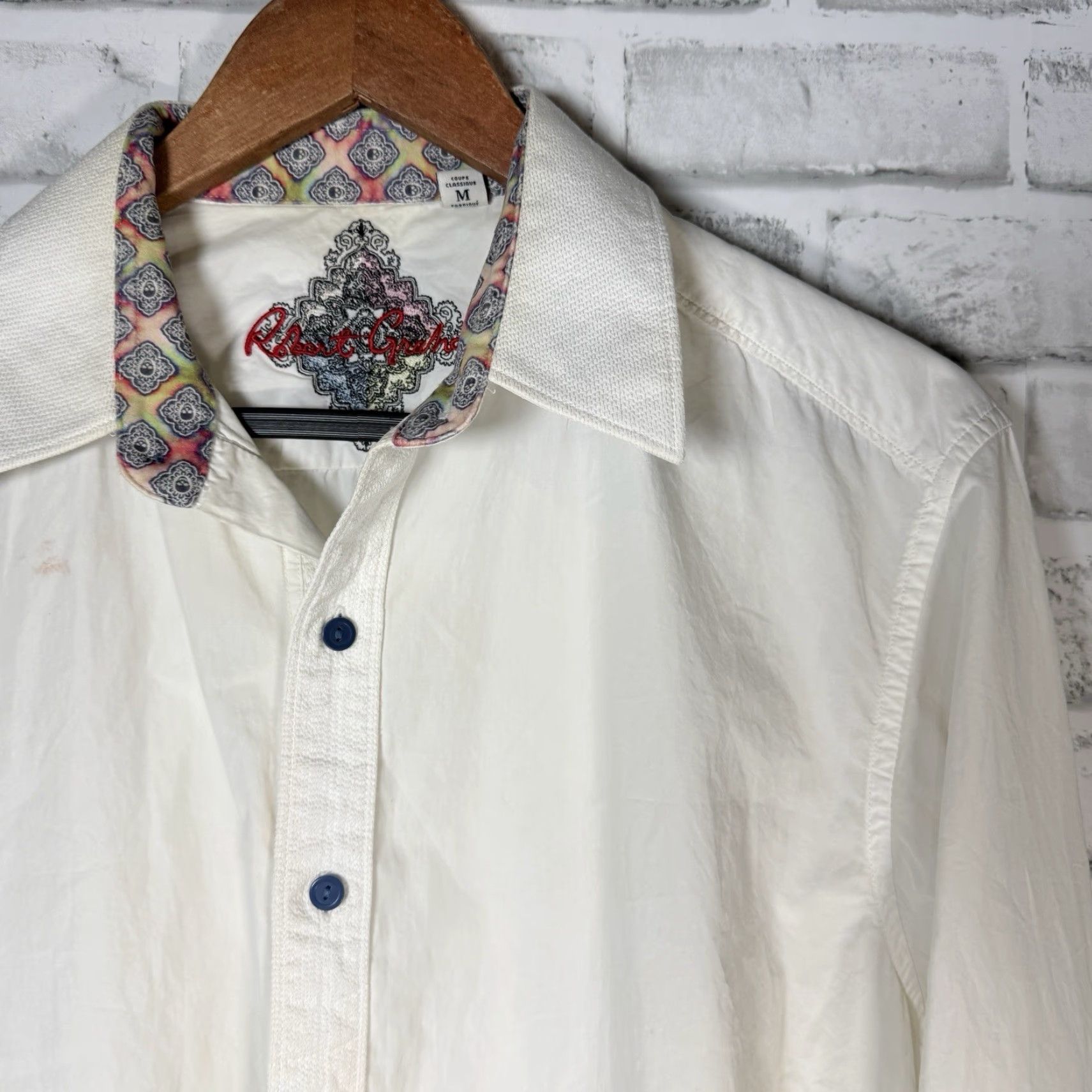 Robert Graham ROBERT GRAHAM Long Sleeve Button Down Shirt Adult Medium White Mens Size US M / EU 48-50 / 2 - 2 Thumbnail
