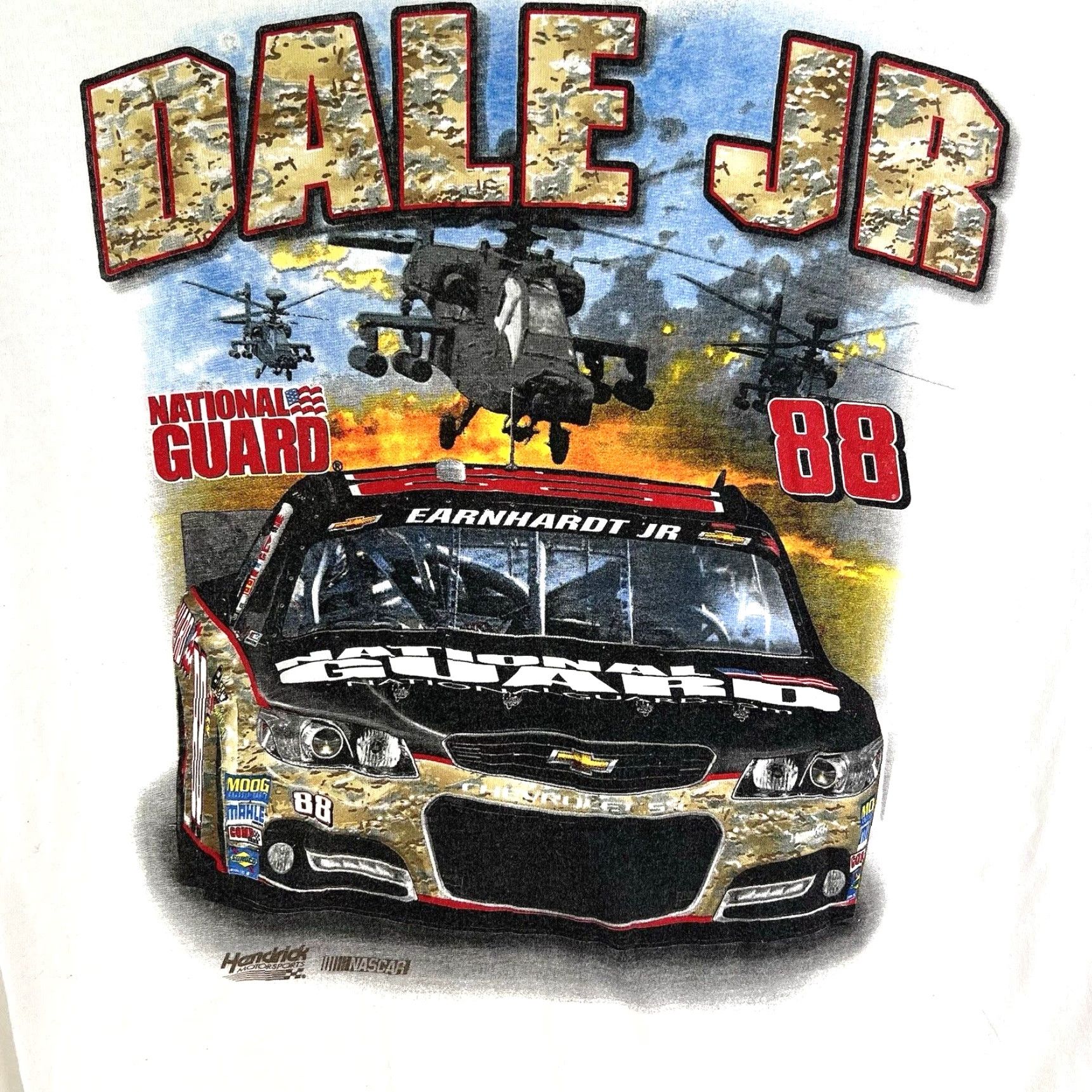 Delta Dale Earnhardt Jr 88 NASCAR National Guard T-Shirt Adult XL Graphic Print Crew Neck White Delta Made in USA Mens Size US XL / EU 56 / 4 - 2 Thumbnail