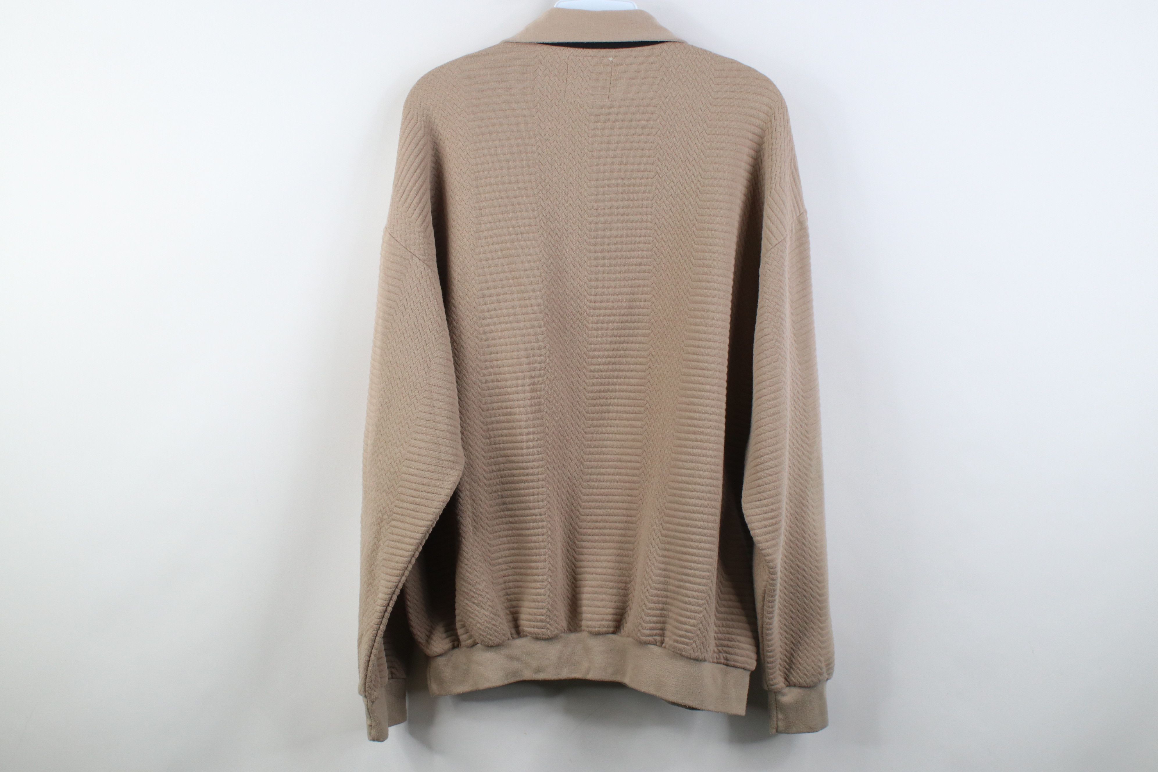 Vintage Vintage 90s Streetwear Textured Pullover Polo Shirt Beige Size US L / EU 52-54 / 3 - 9 Thumbnail